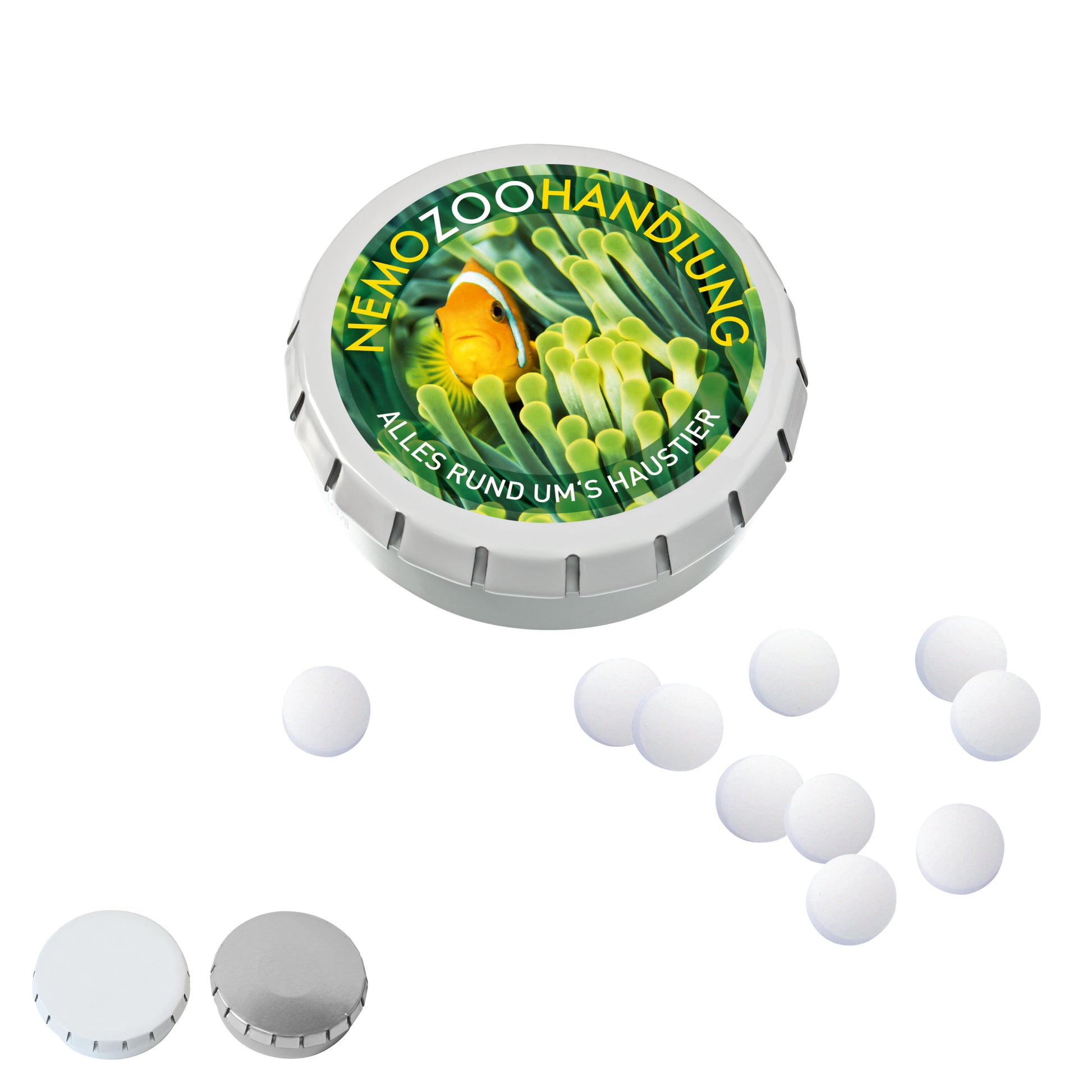SUPER-MINI-Drück-mich-Dose mit Pfefferminzpastillen, 20g