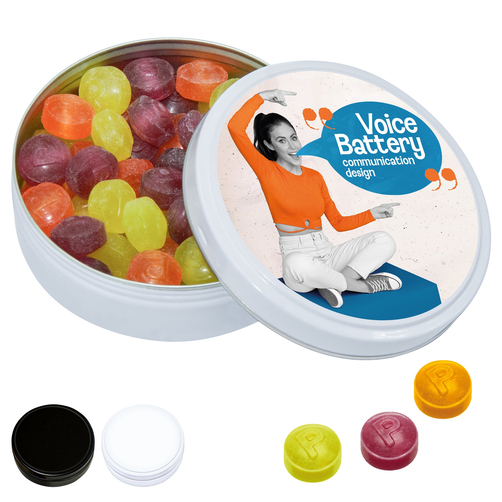 Black or White Dose mit Pulmoll Pastillen, 60g – Pulmoll-Frucht 60g