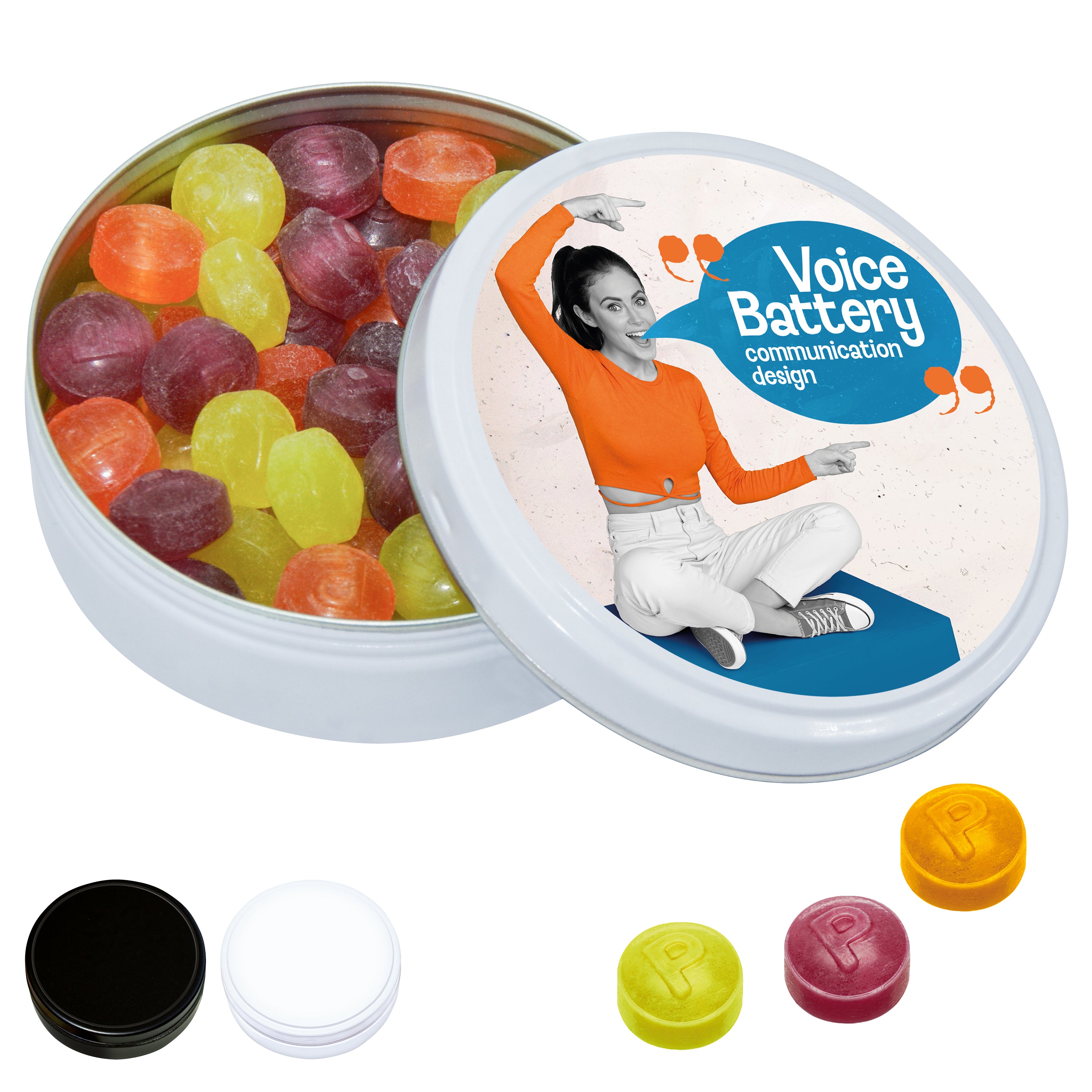 Black or White Dose mit Pulmoll Pastillen, 60g – Pulmoll-Frucht 60g