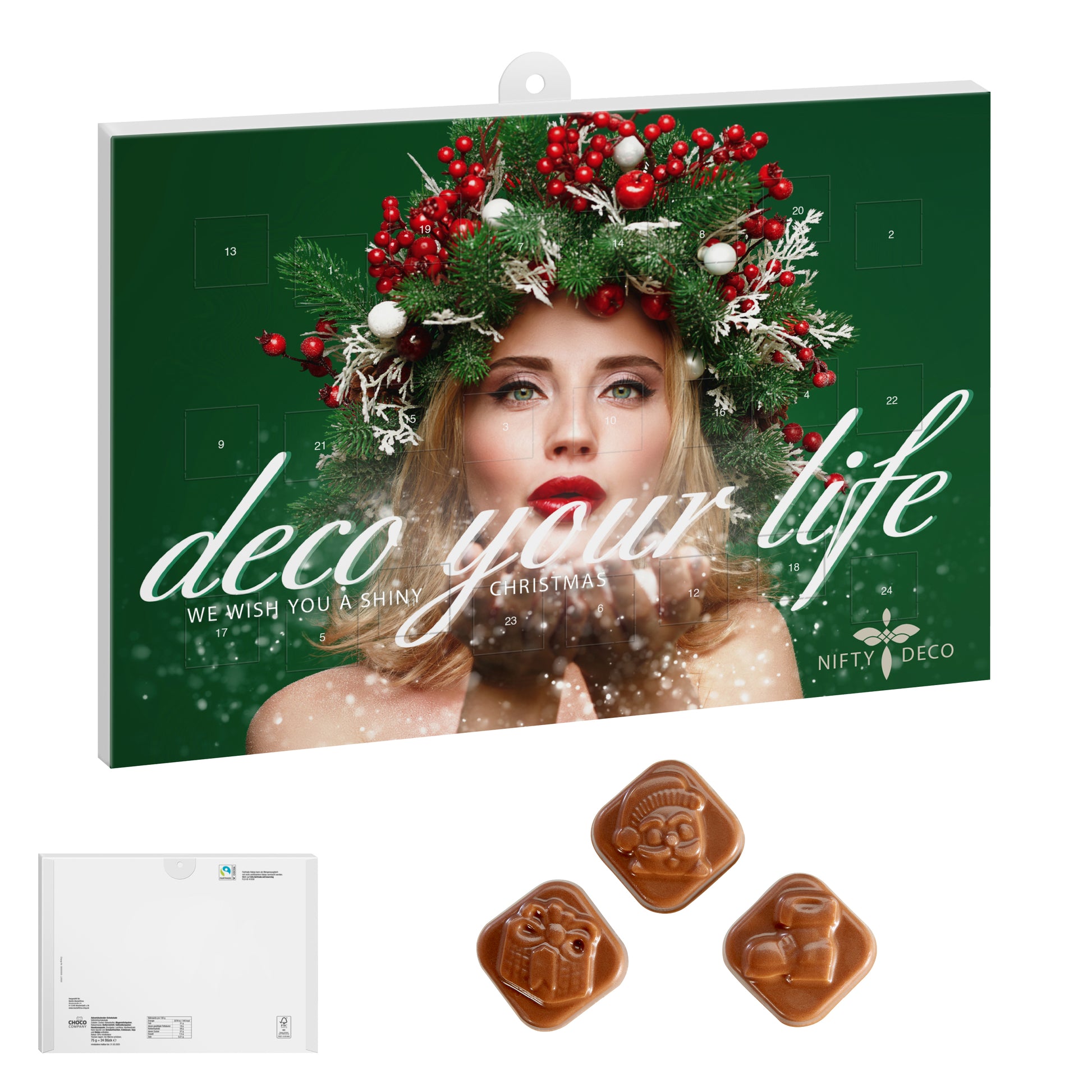 Classic Wand-Adventskalender individuell – 24 Schoko-Weihnachtsmotive