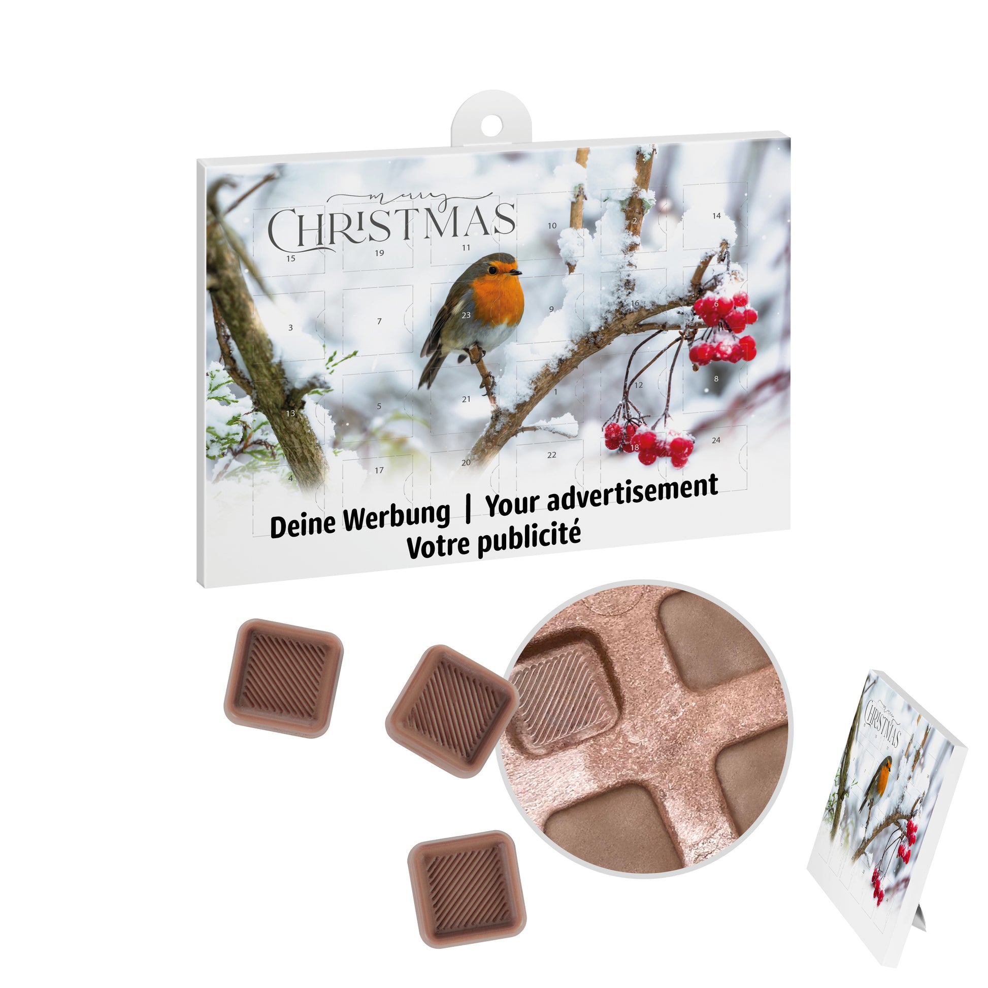 reinpapier® A5-Adventskalender – personalisierbares STANDARDMOTIV – 24 neutrale Schoko-Naps