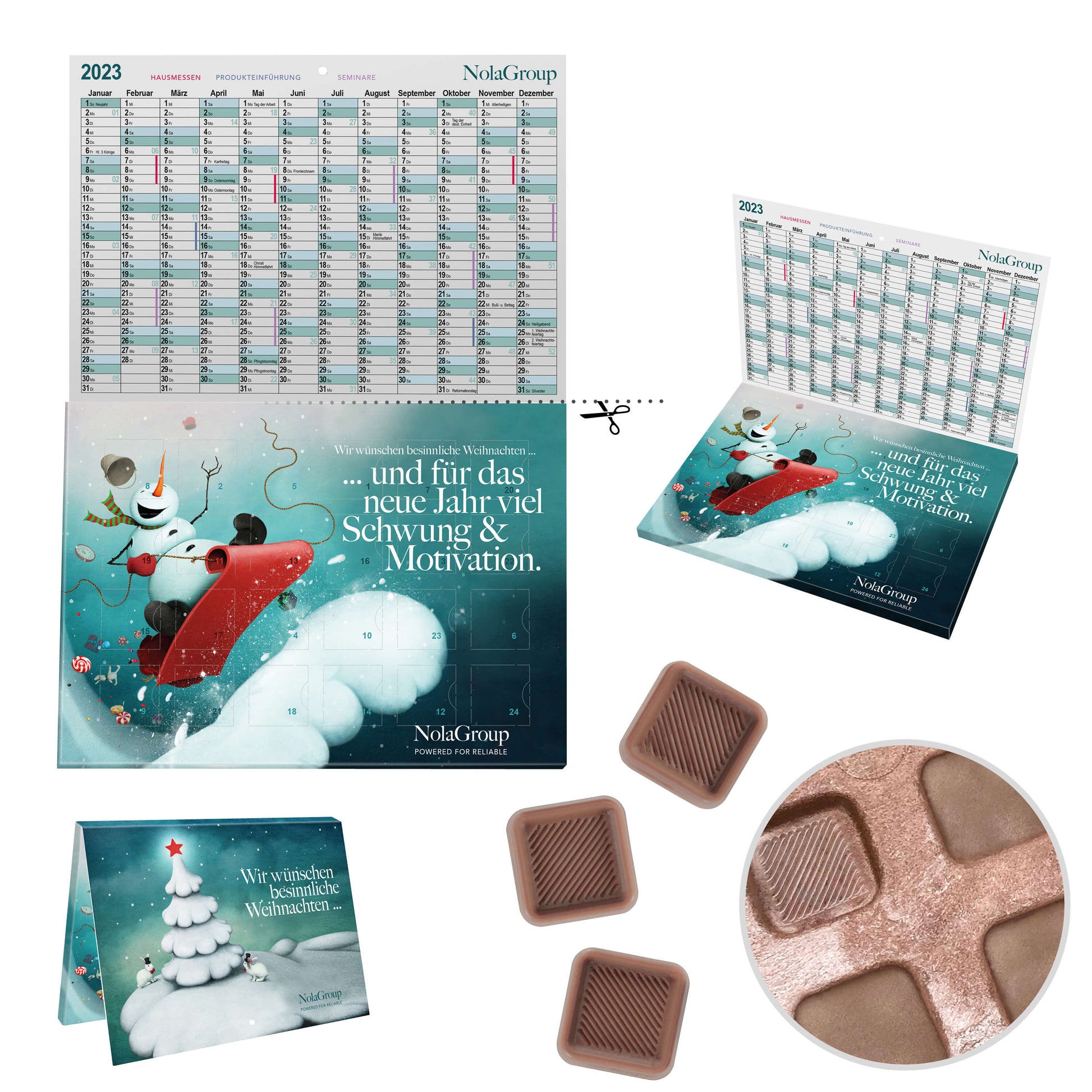 reinpapier® A5-Cover Adventskalender – 24 neutrale Schoko-Naps