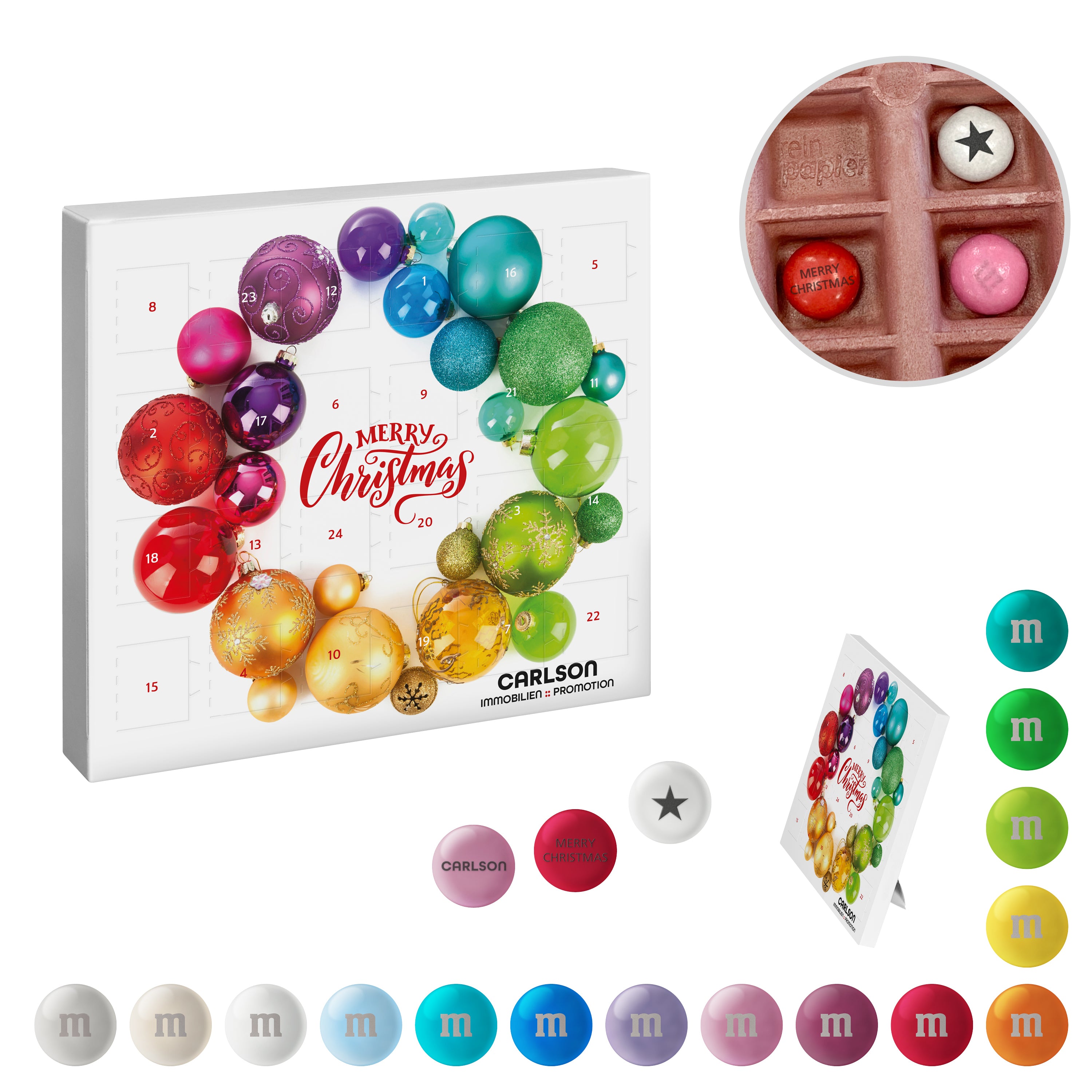 reinpapier® Mini-Adventskalender mit personalisierten M&M'S® Schokolinsen – Smaragdgrün