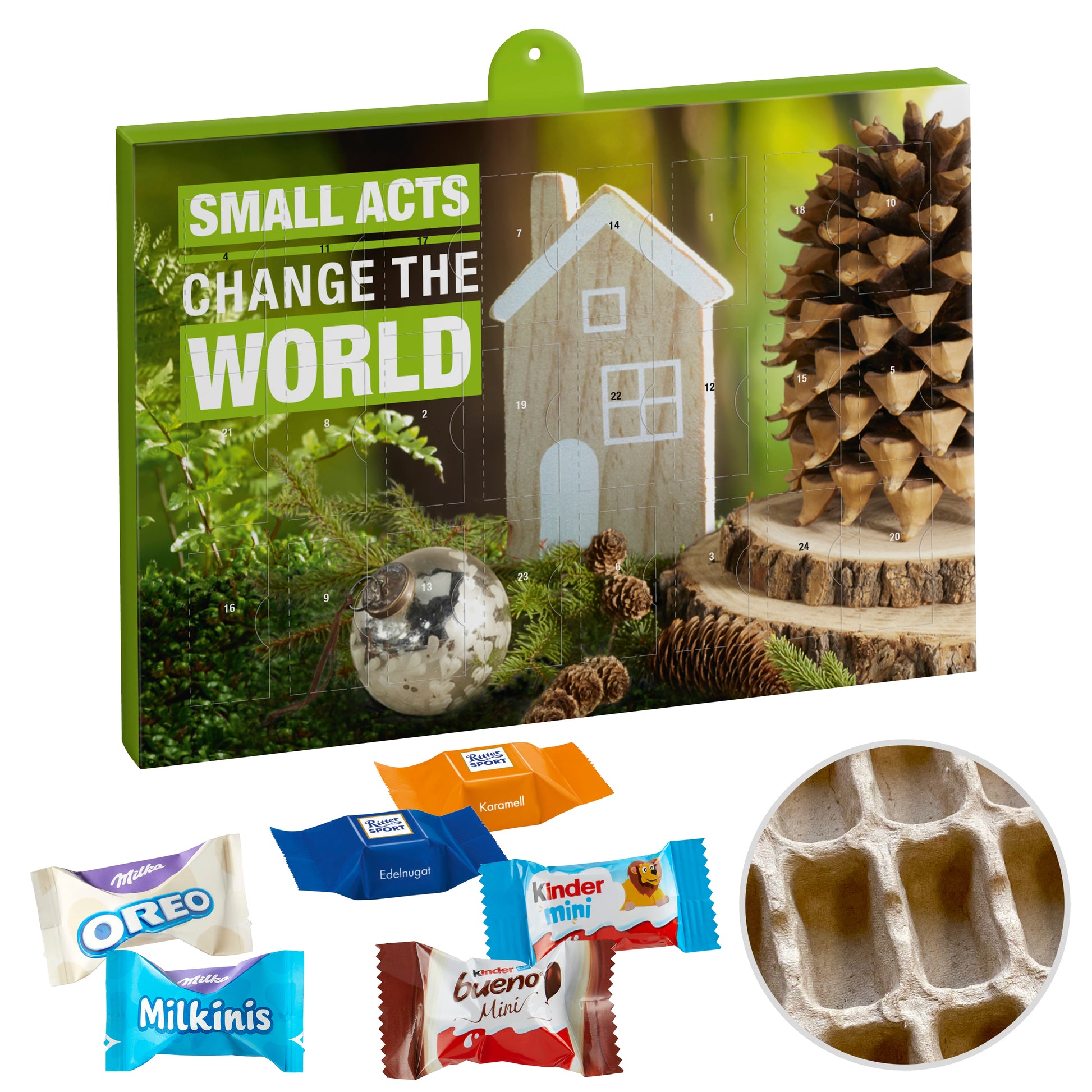 Premium Marken-Adventskalender Papier – Ritter Sport & Milka Favourites Mix & Kinder Schokolade & Kinder Bueno Mix