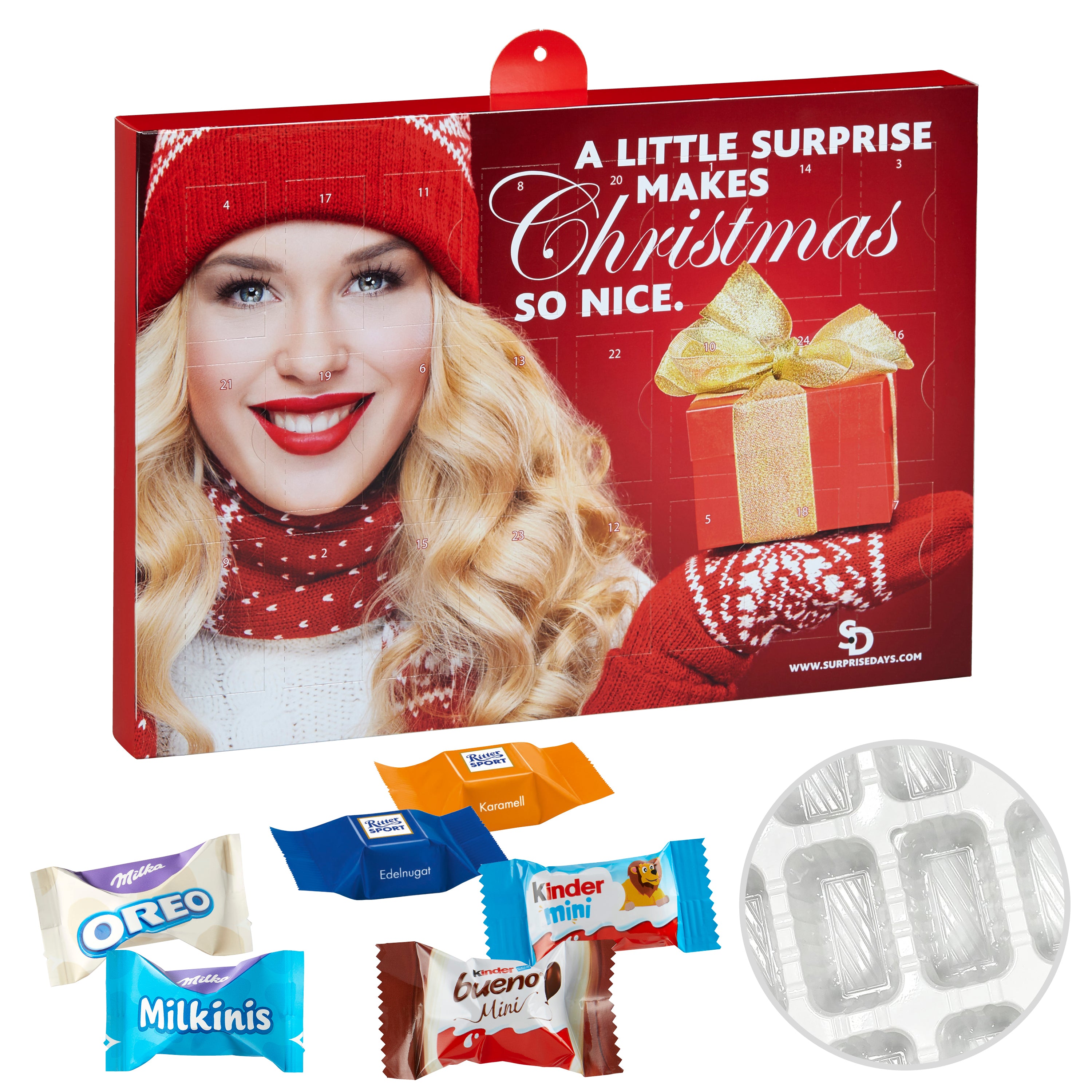 Premium Marken-Adventskalender – Ritter Sport Schokowürfel & Milka Favourites Mix & Kinder-Schokolade & Kinder Bueno Mix