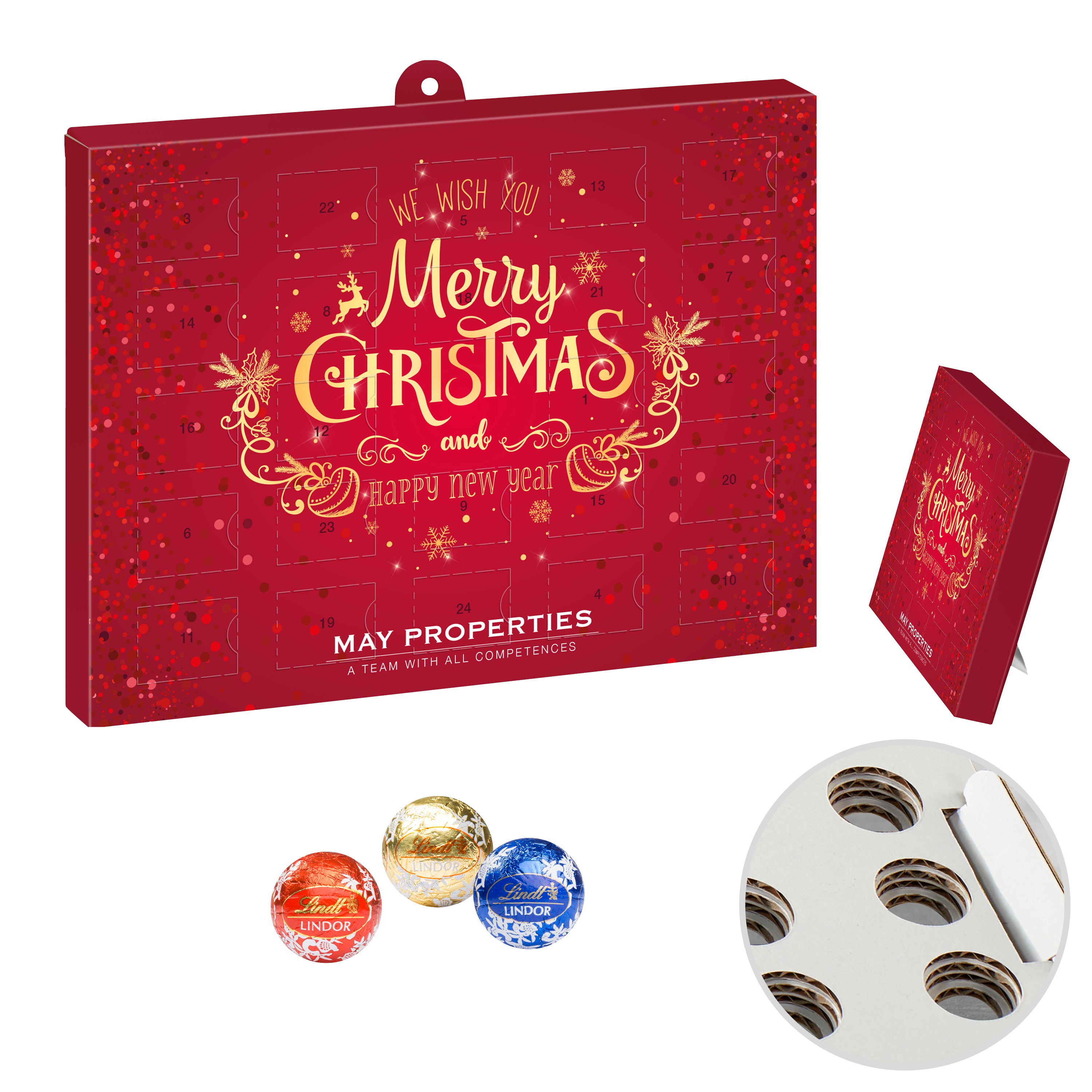 Lindor Praliné-Adventskalender - Papier – 24 Lindt Lindor Liliput Pralinés, ca. 4,9g/Stück