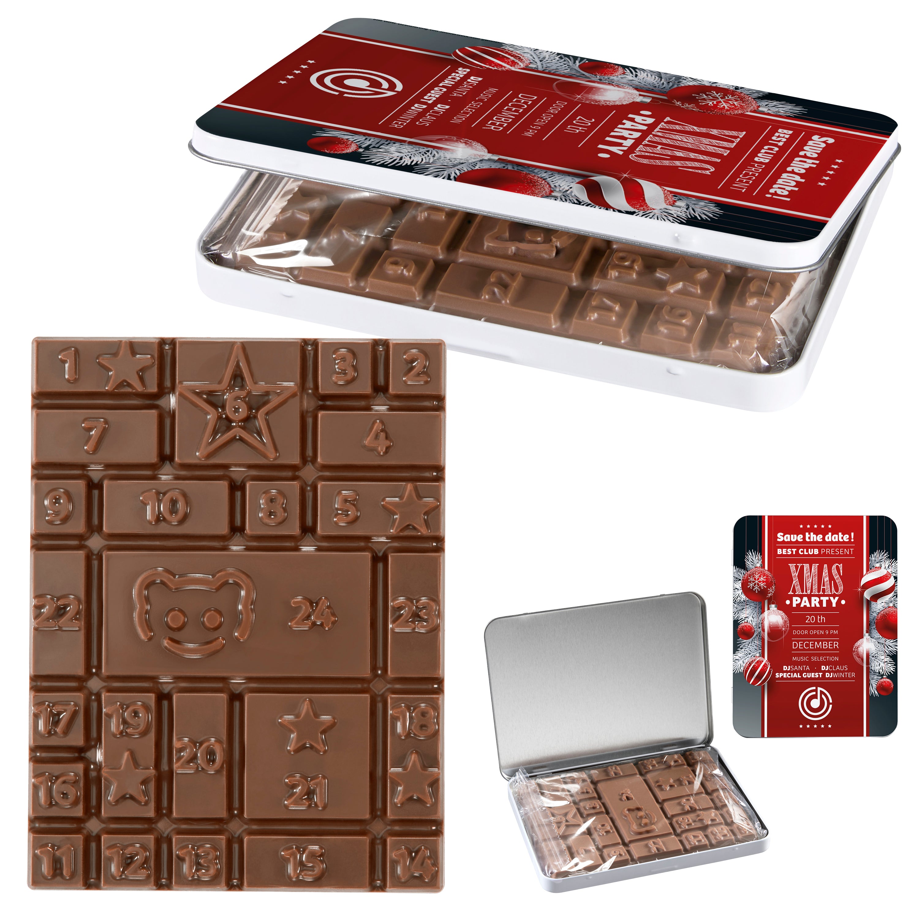 Adventskalender MINI Dekordose - Standard-Adventskalender-Schokoladentafel
