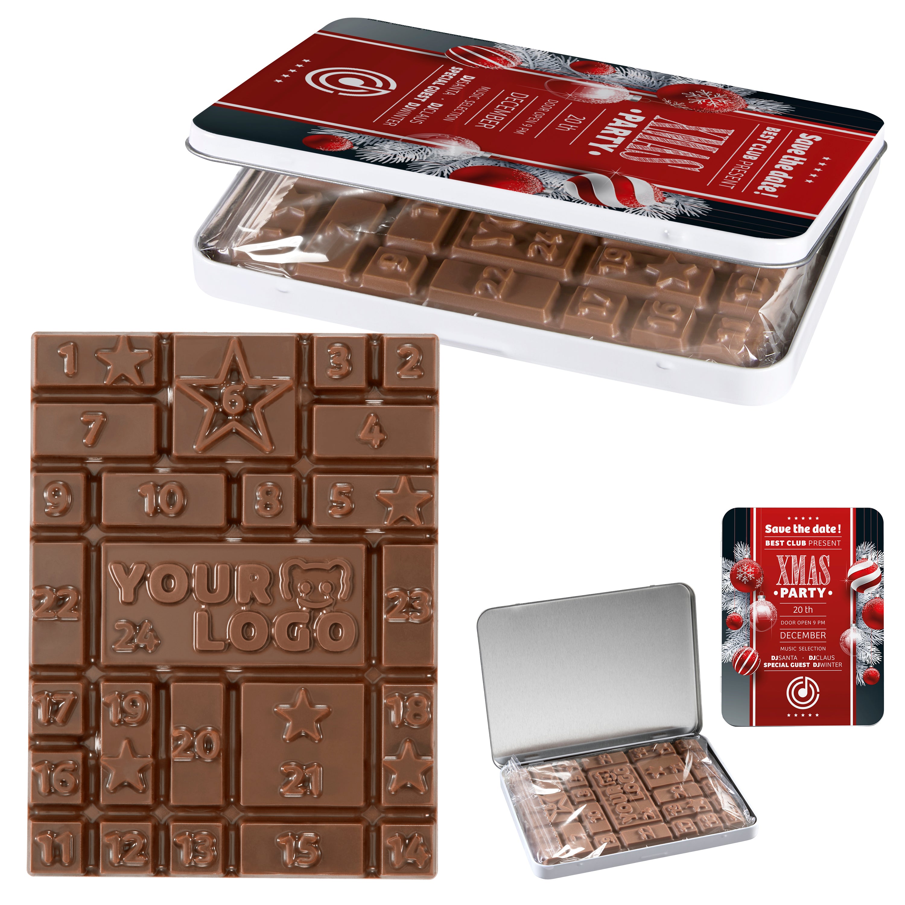 Adventskalender MINI Dekordose - Sonder-Adventskalender-Schokoladentafel