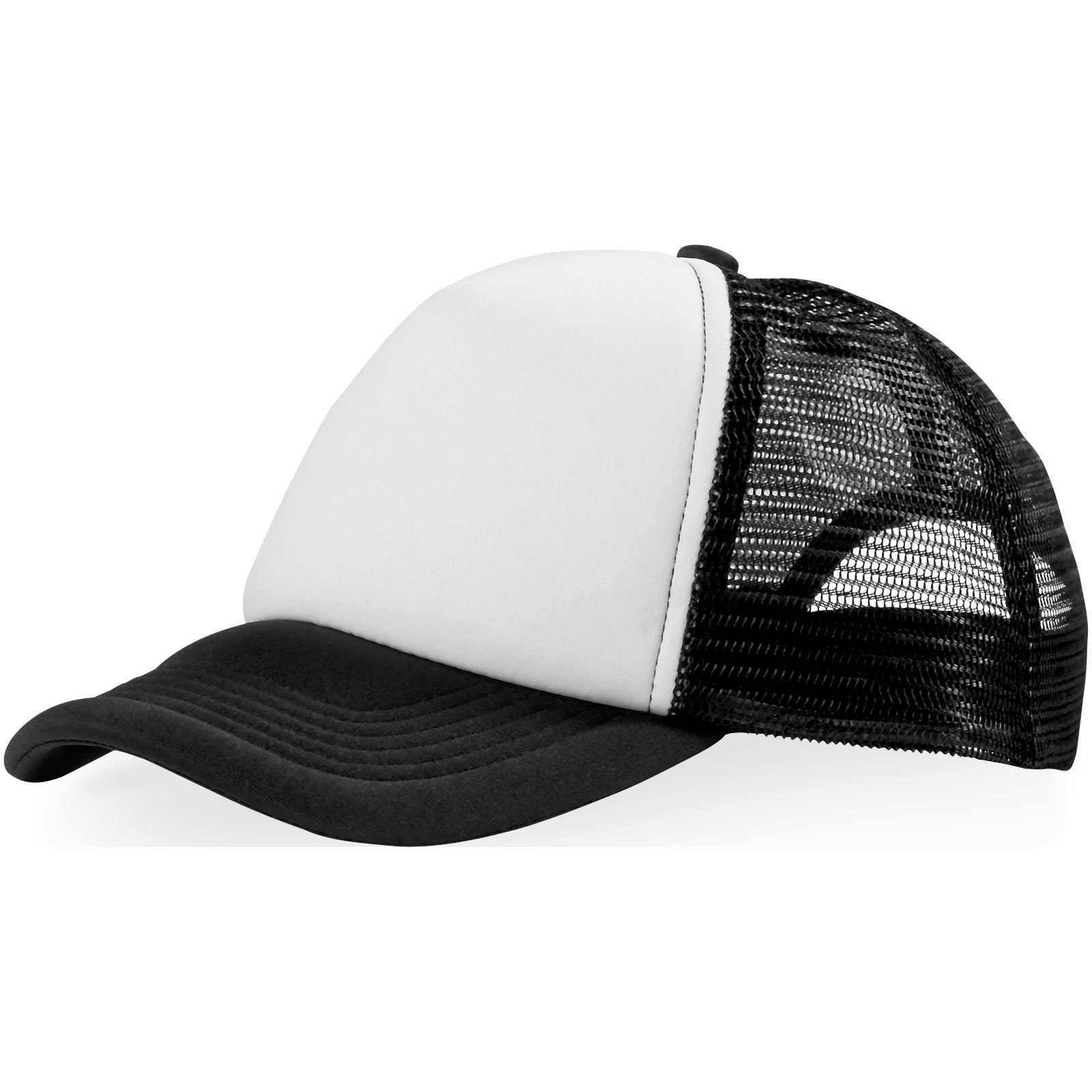 Trucker 100 g/m² Kappe mit 5 Segmenten – Schwarz und Weiss