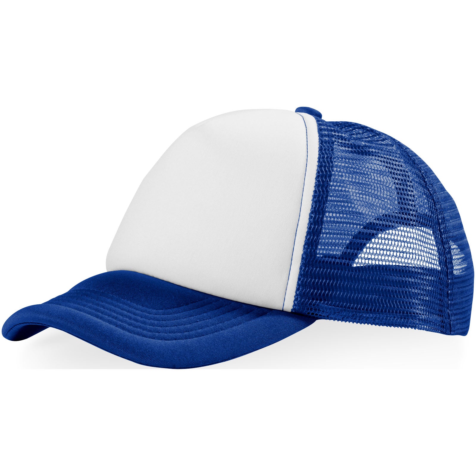 Trucker 100 g/m² Kappe mit 5 Segmenten – Royalblau und Weiss