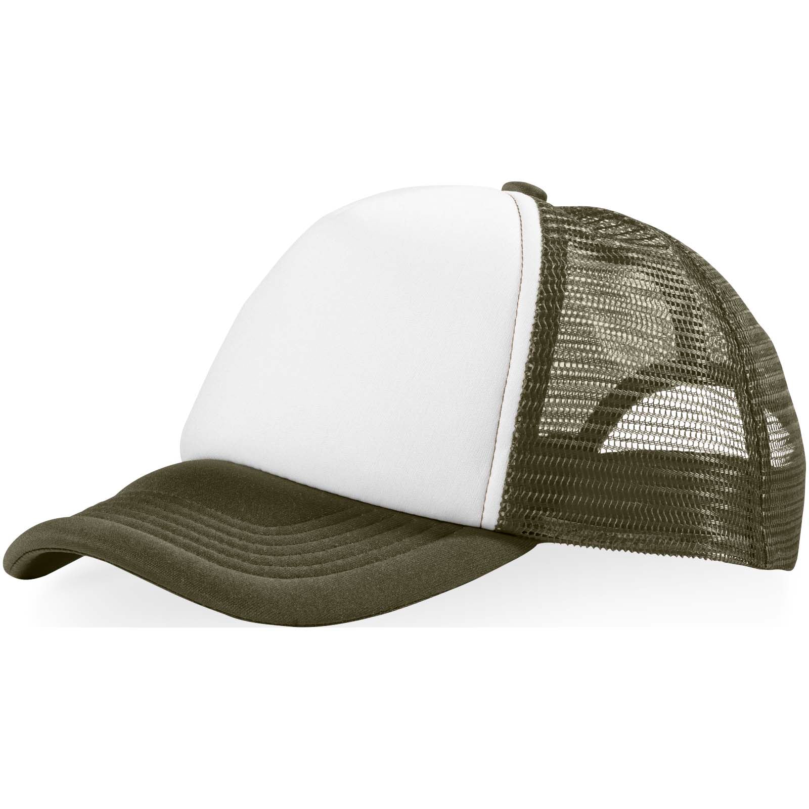 Trucker 100 g/m² Kappe mit 5 Segmenten – Waldgrün und Weiss