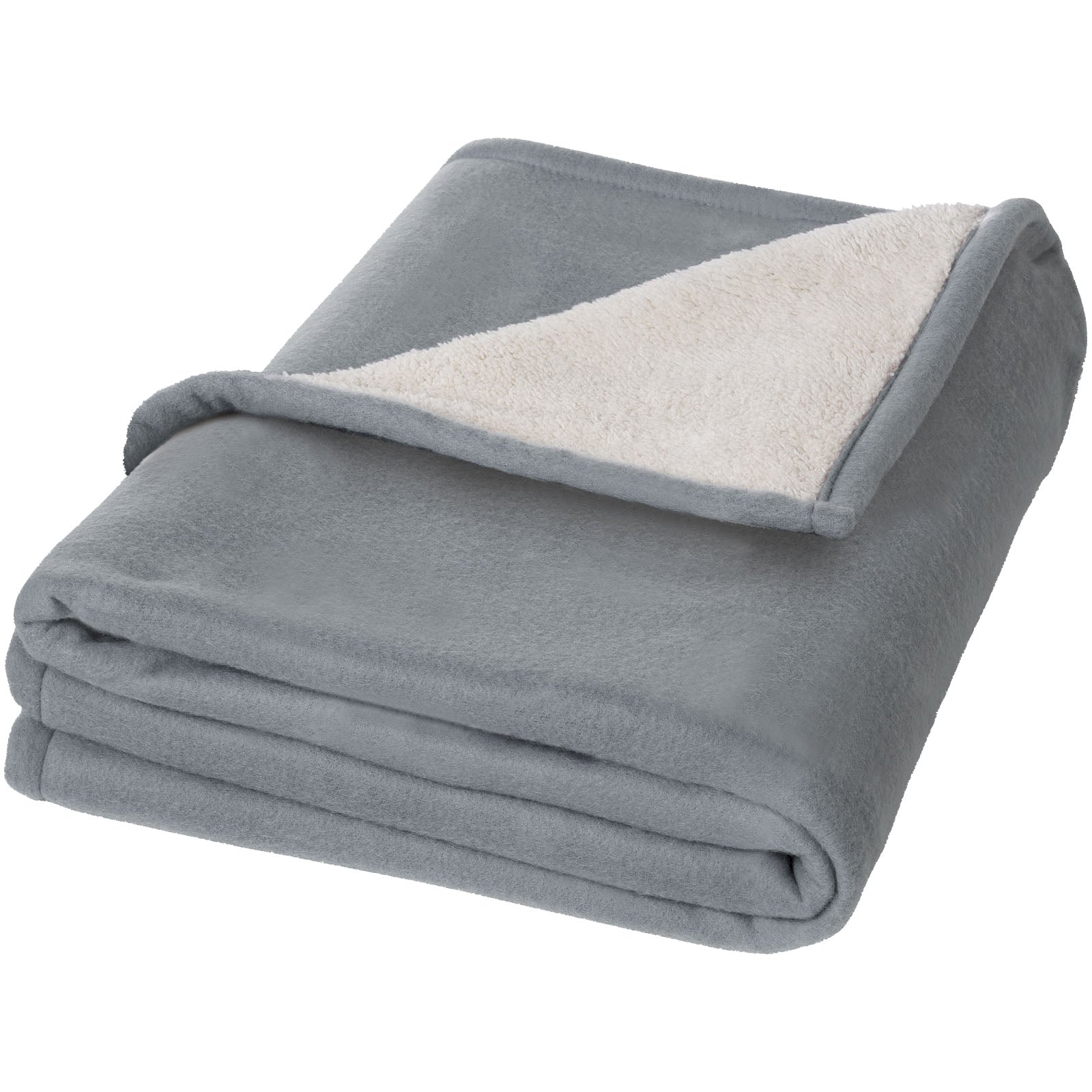 Springwood Decke aus weichem Fleece und Sherpa-Plaid – Grau und Offwhite