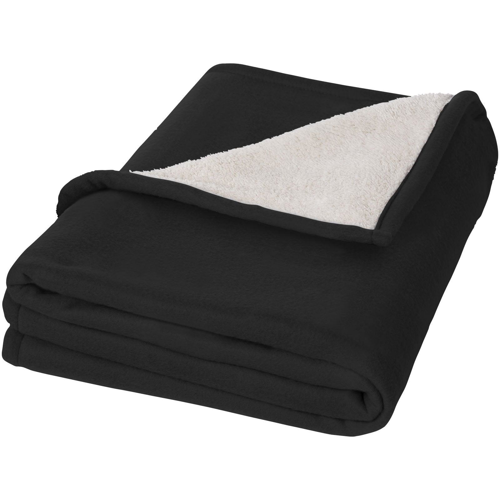 Springwood Decke aus weichem Fleece und Sherpa-Plaid – Schwarz und Offwhite