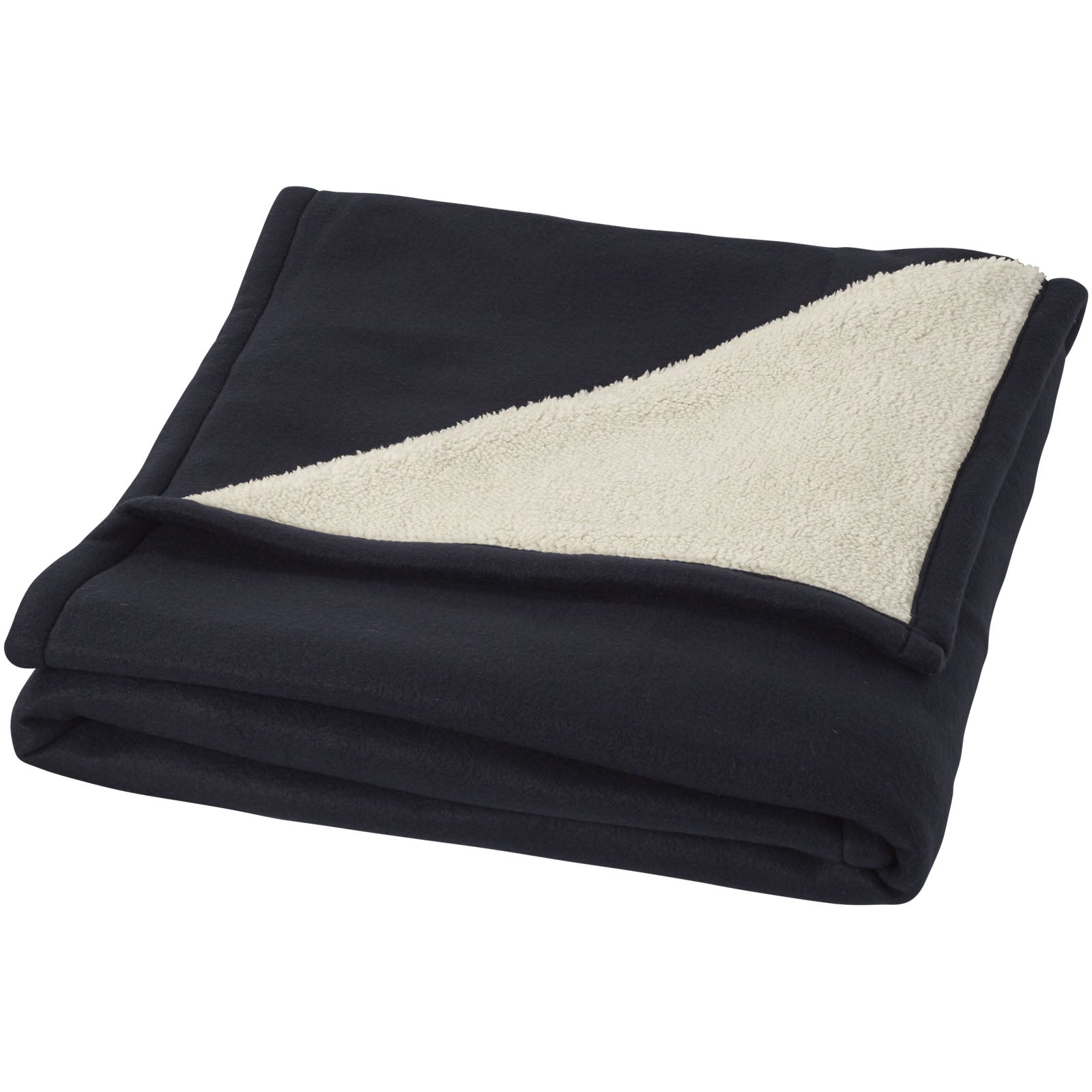Springwood Decke aus weichem Fleece und Sherpa-Plaid – Navy und Offwhite