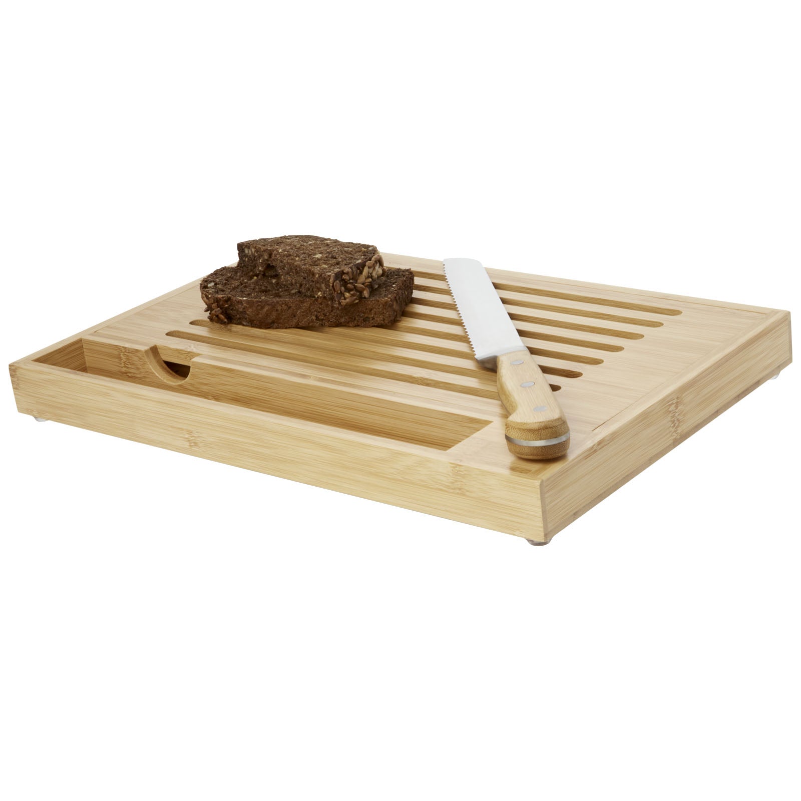 Pao Bambus-Schneidebrett mit Messer – Natur und Silber