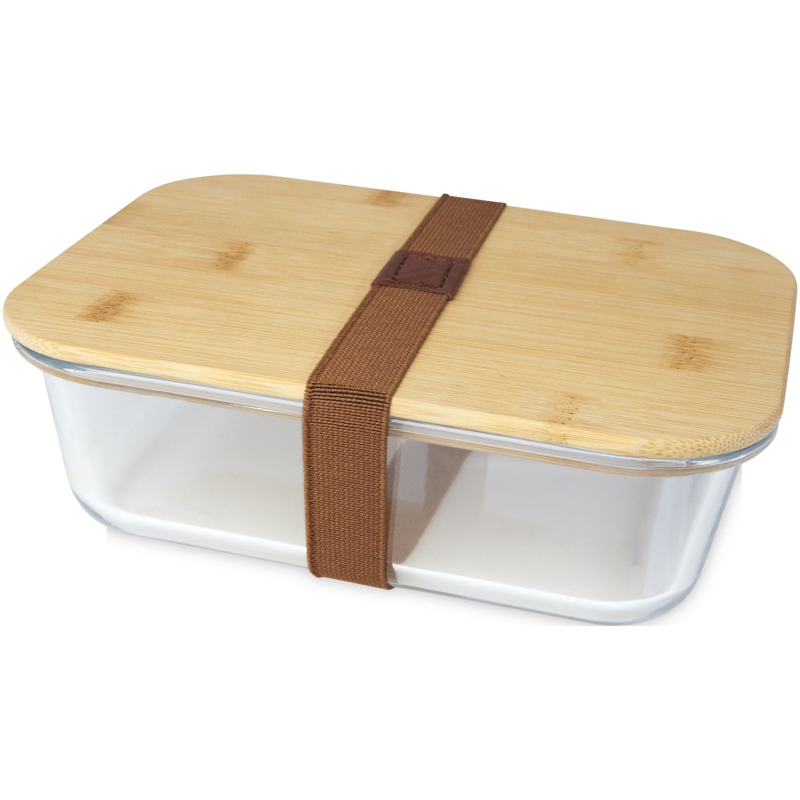 Roby 1000 ml Glas Lunchbox mit Bambusdeckel – Natural und Transparent Klar