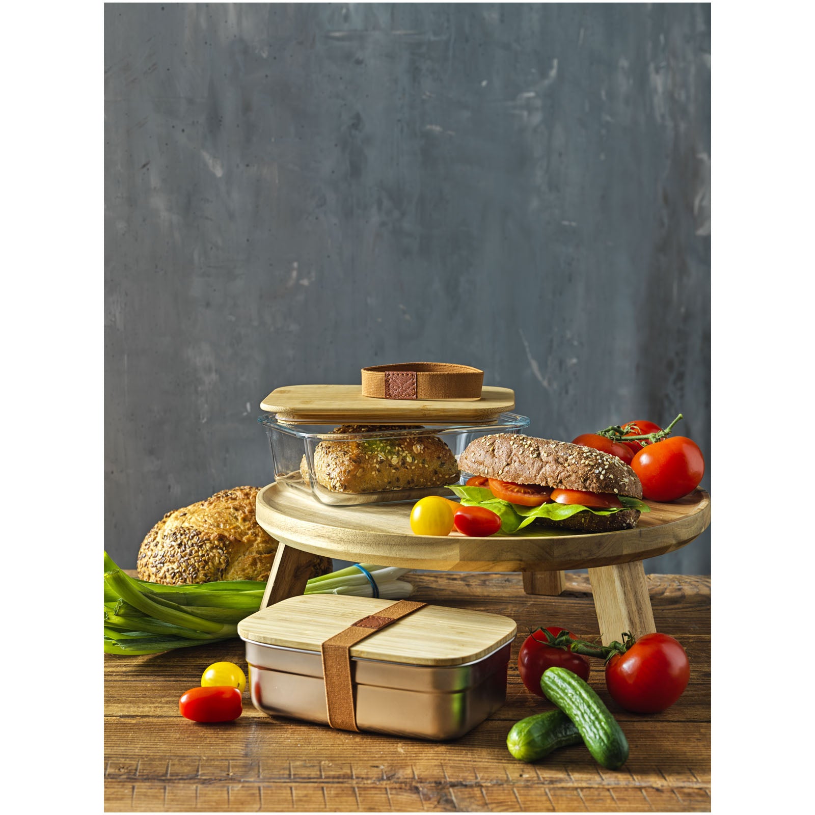 Roby 1000 ml Glas Lunchbox mit Bambusdeckel