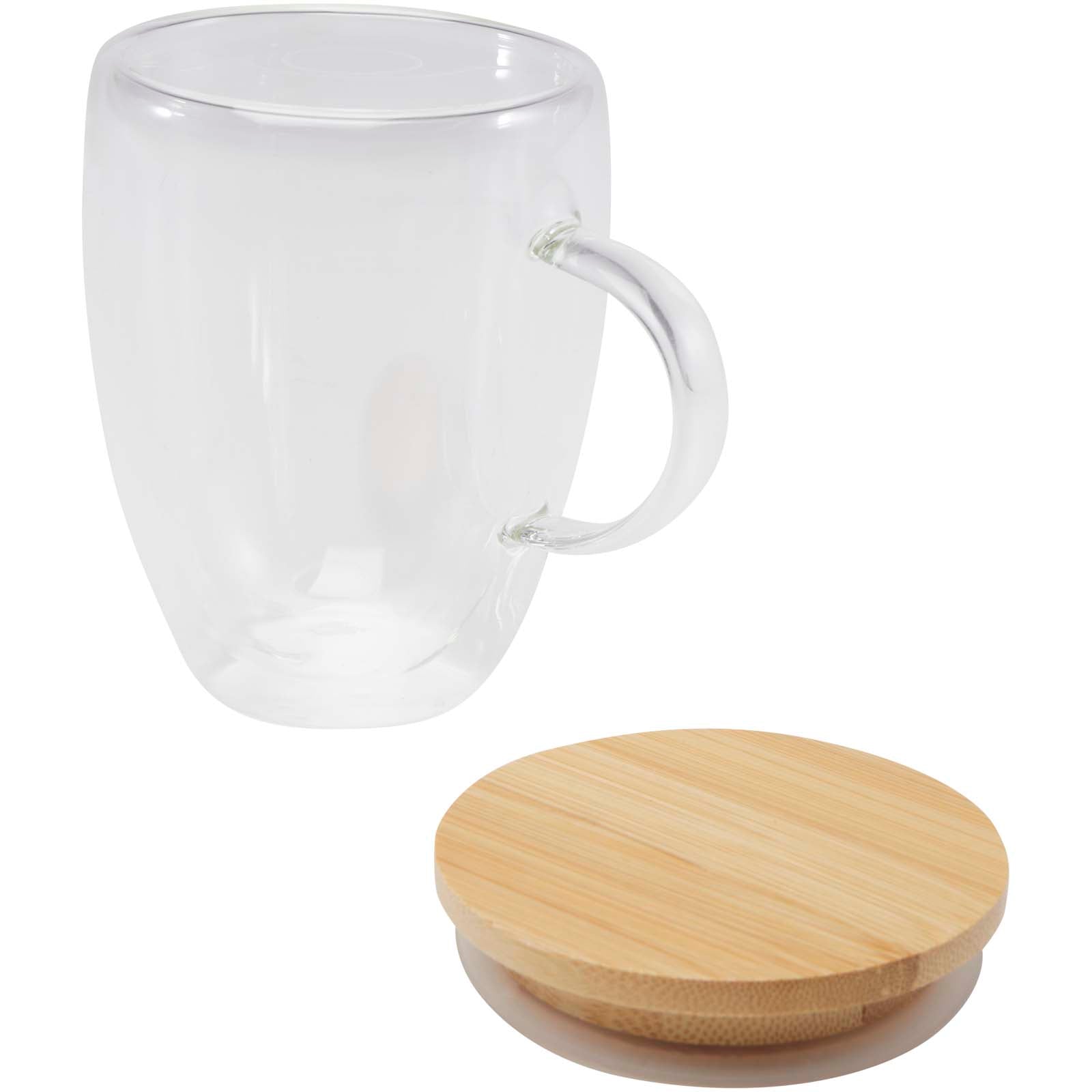 Leona 350 ml Glasbecher mit Bambusdeckel