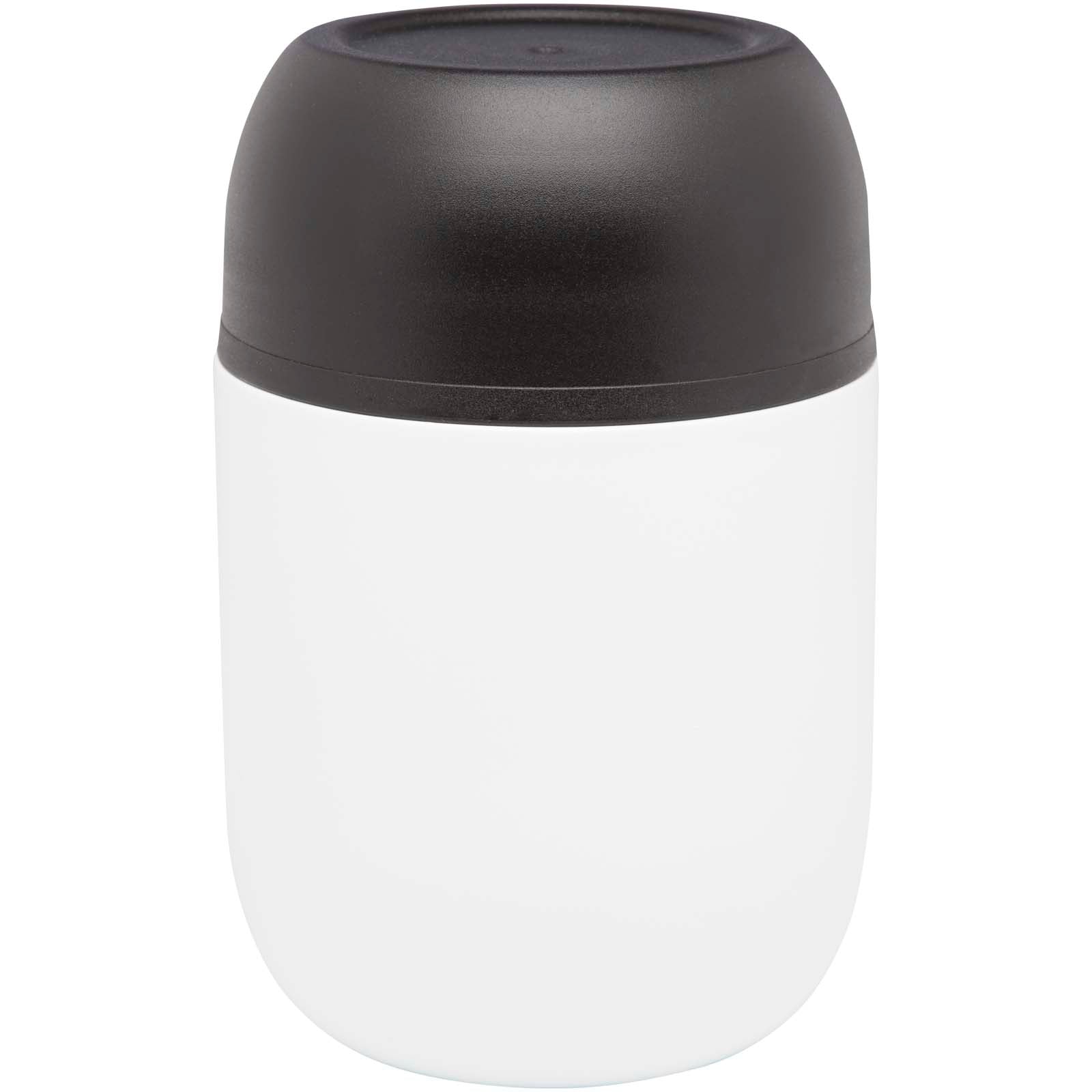 Supo 480 ml doppelwandiger Lunchpot aus recyceltem Edelstahl mit faltbarem Löffel – Weiss