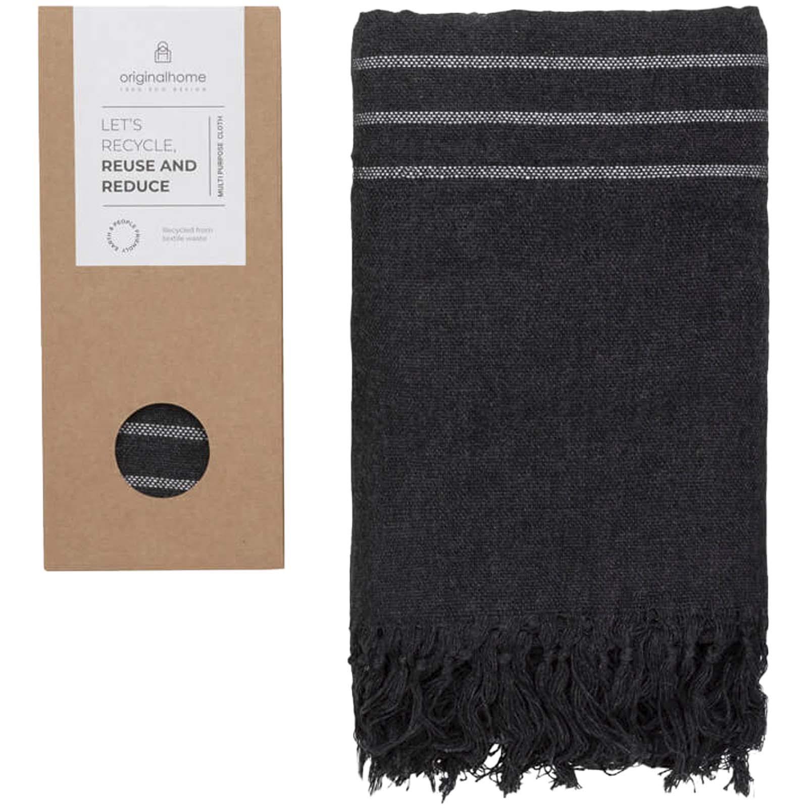 Originalhome Tuch 85 × 175 cm aus recyceltem Material – Schwarz