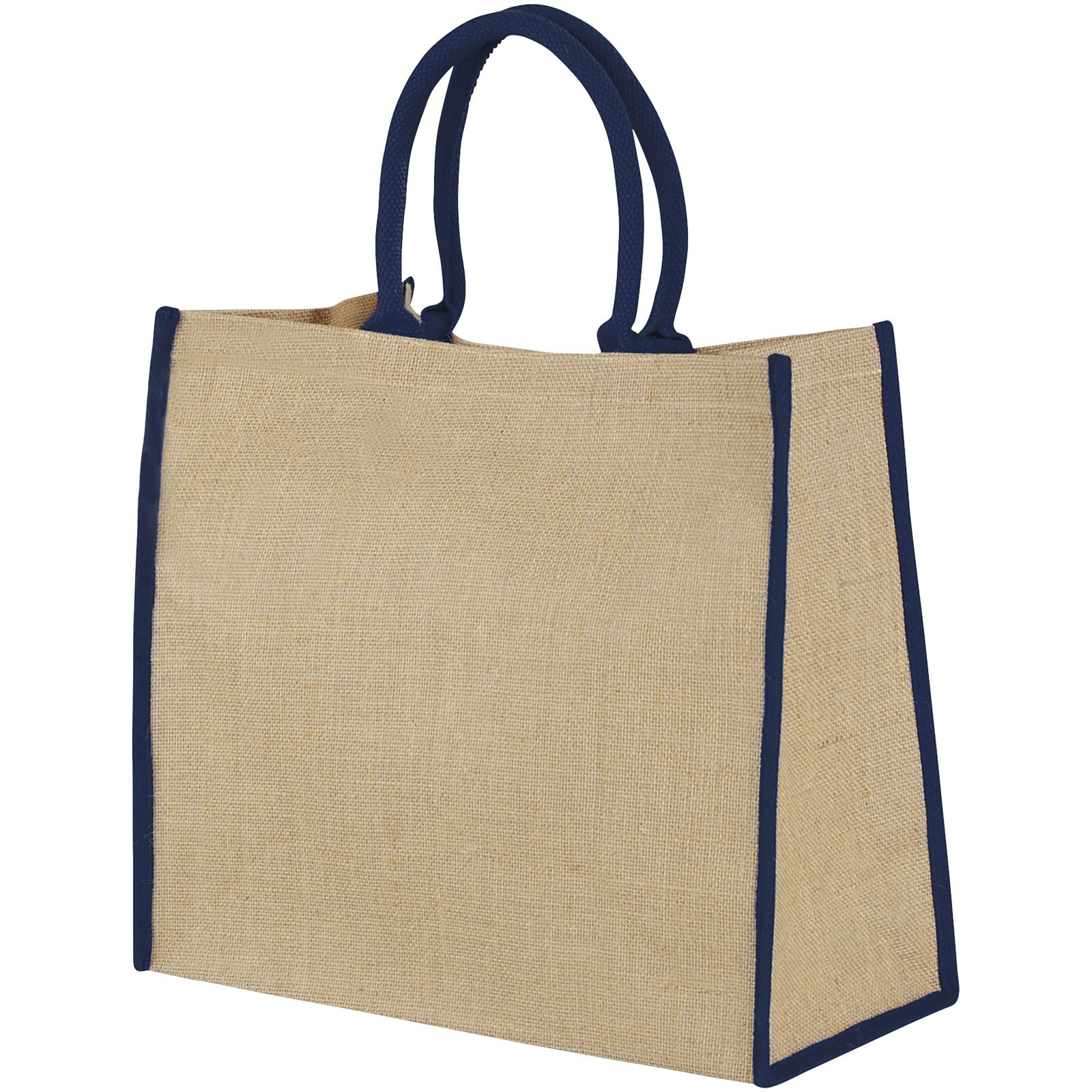 Harry farbige Jute Tragetasche 25L – Natur und Navy