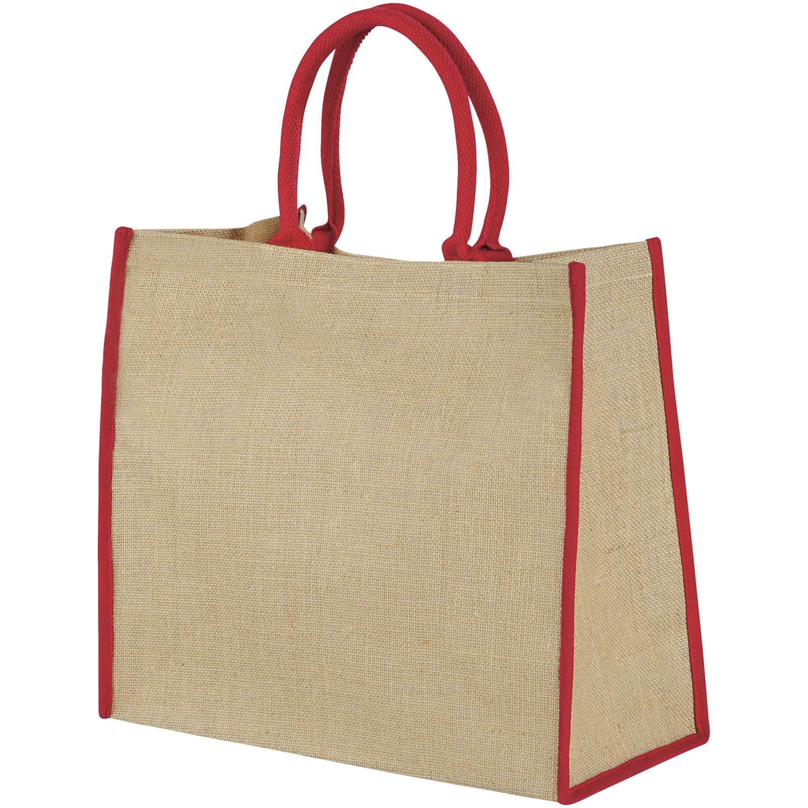 Harry farbige Jute Tragetasche 25L – Natur und Rot