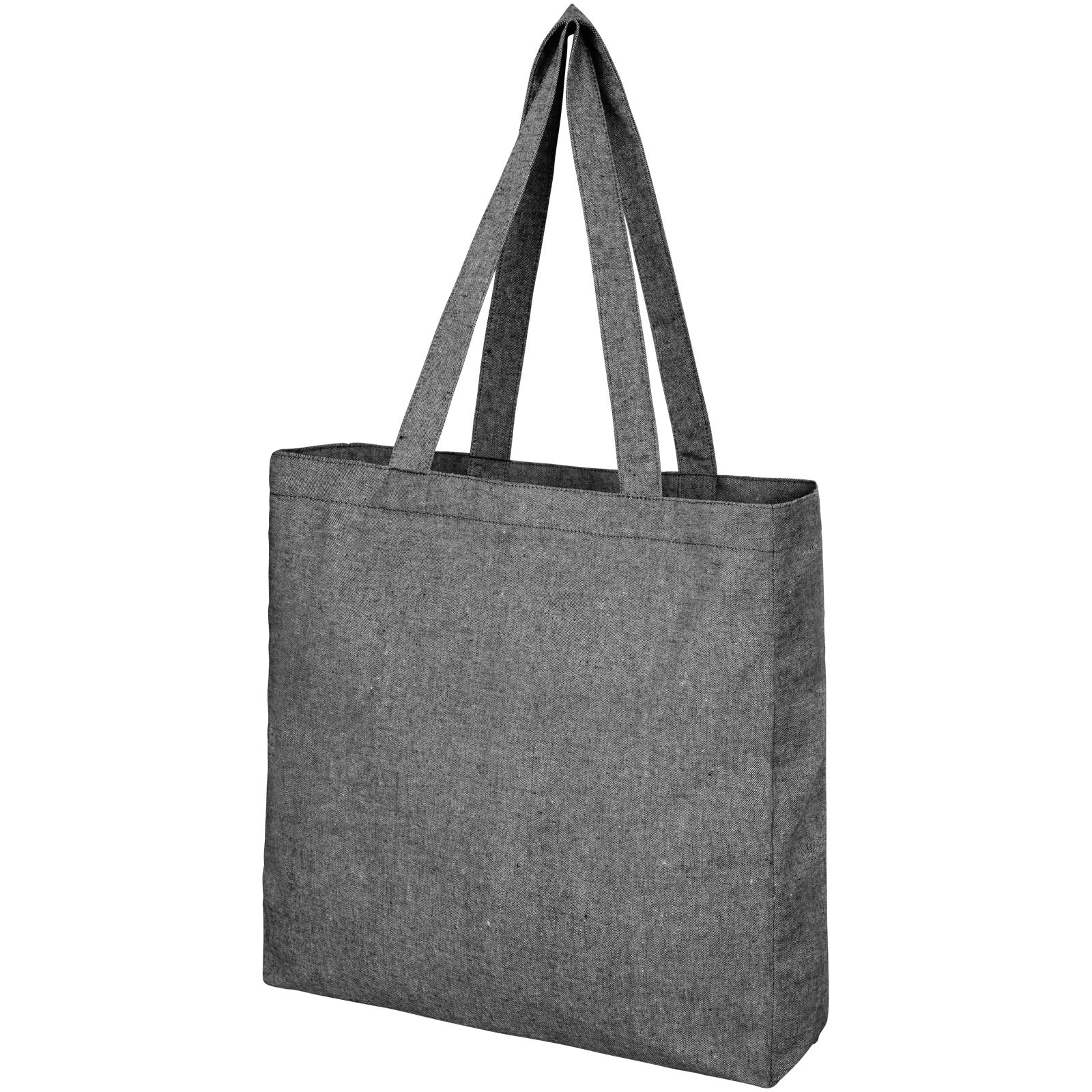 Pheebs 210 g/m² recycelte Tragetasche mit Seitenfalten 13L – Heather Schwarz