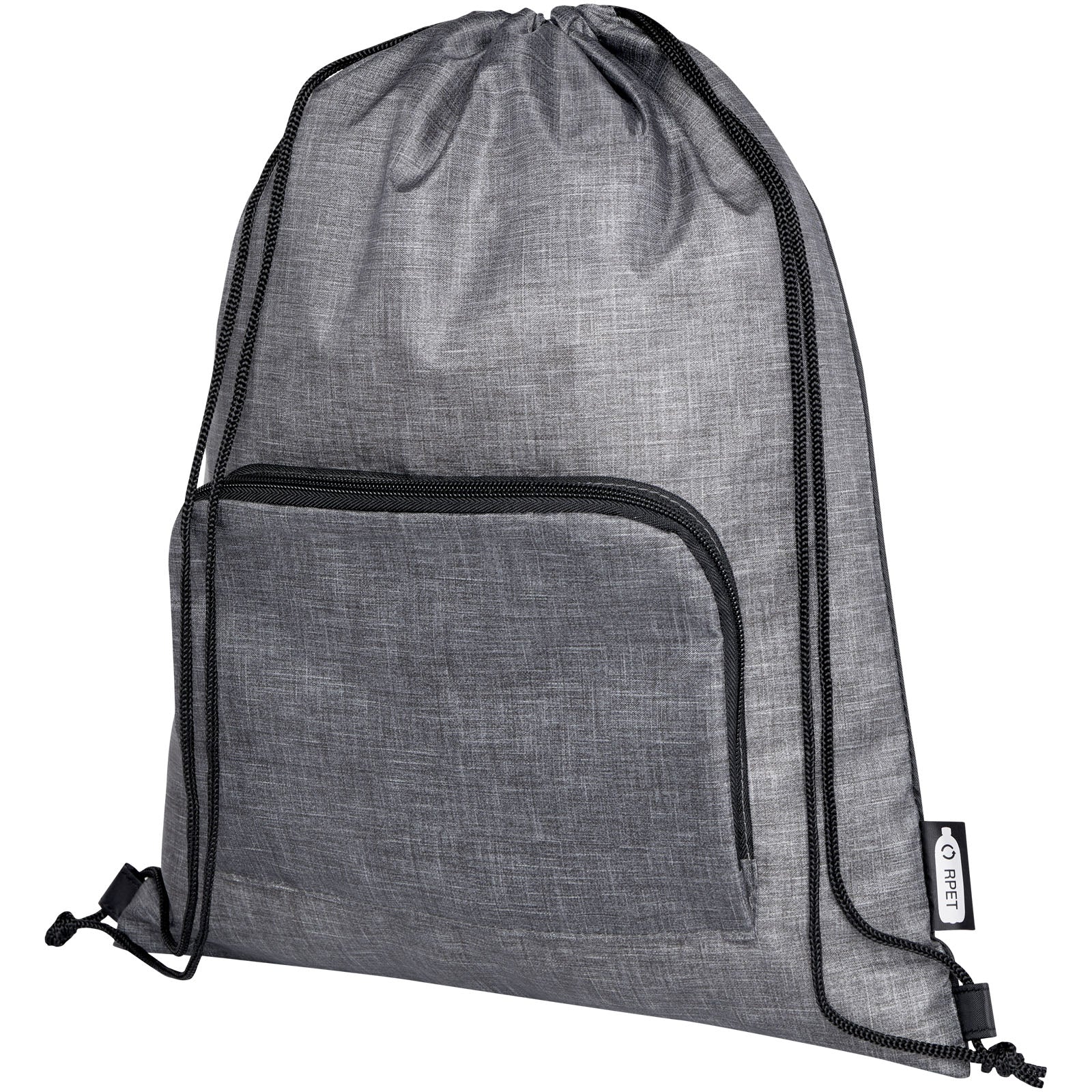 Ash recycelter faltbarer Turnbeutel 7L – Heather Grau und Schwarz