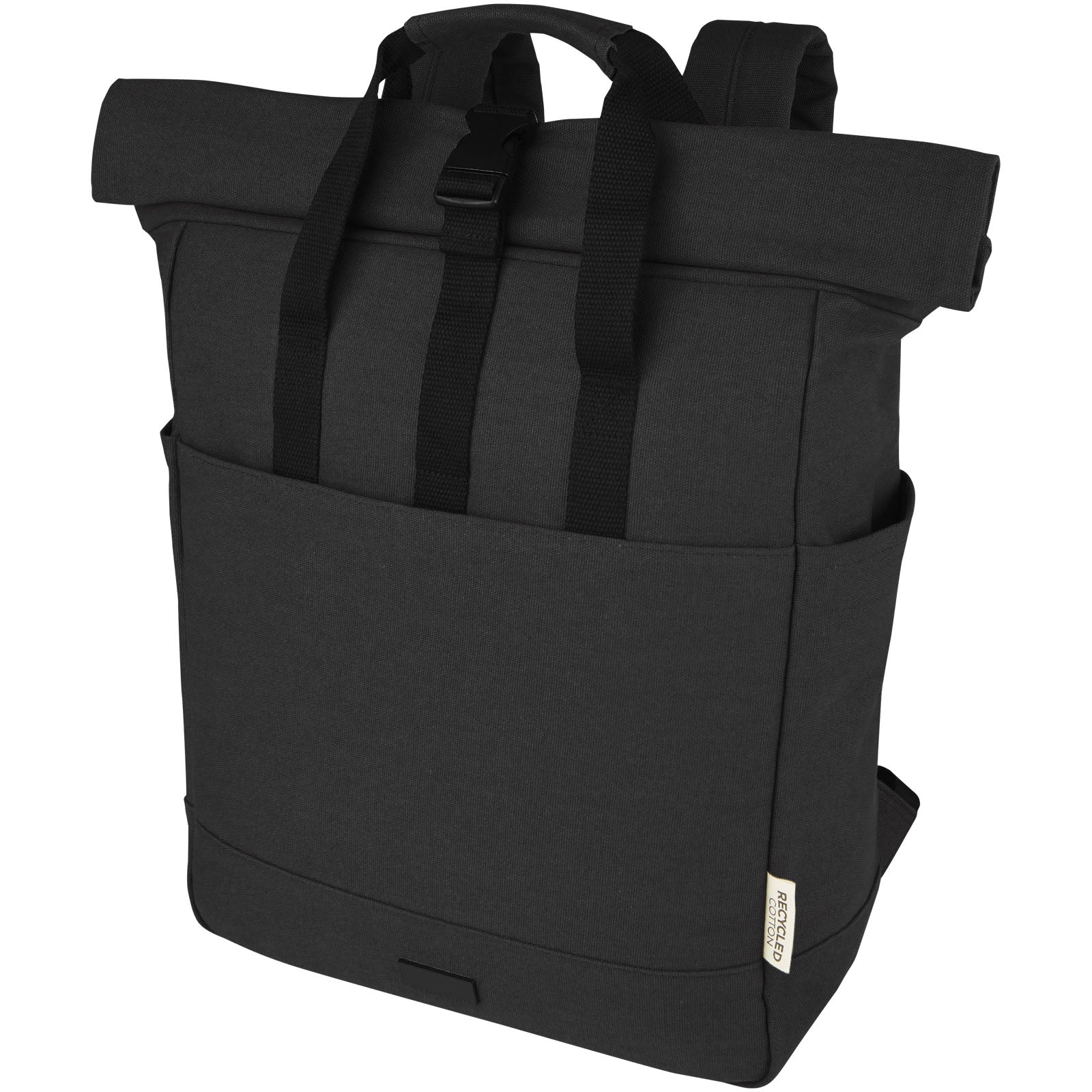 Joey 15" GRS Rolltop Laptoprucksack aus recyceltem Canvas 15 L – Schwarz