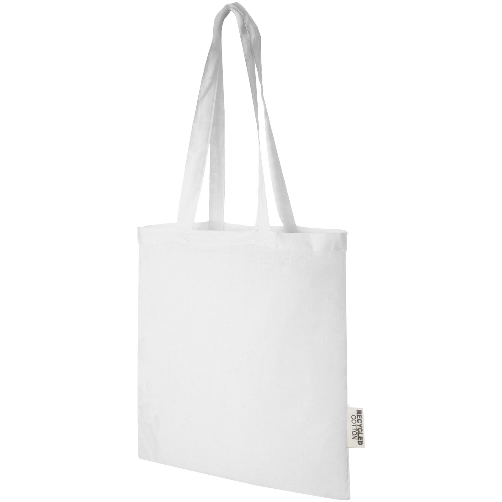 Madras 140 g/m² Baumwoll Tragetasche aus GRS recycelter Baumwolle, 7L – Weiss