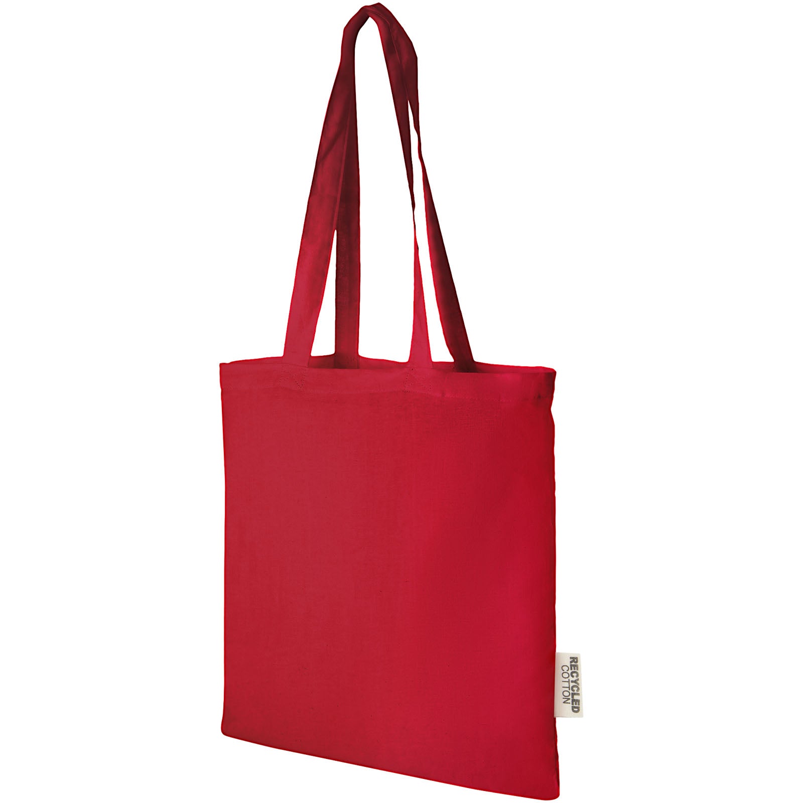 Madras 140 g/m² Baumwoll Tragetasche aus GRS recycelter Baumwolle, 7L – Rot