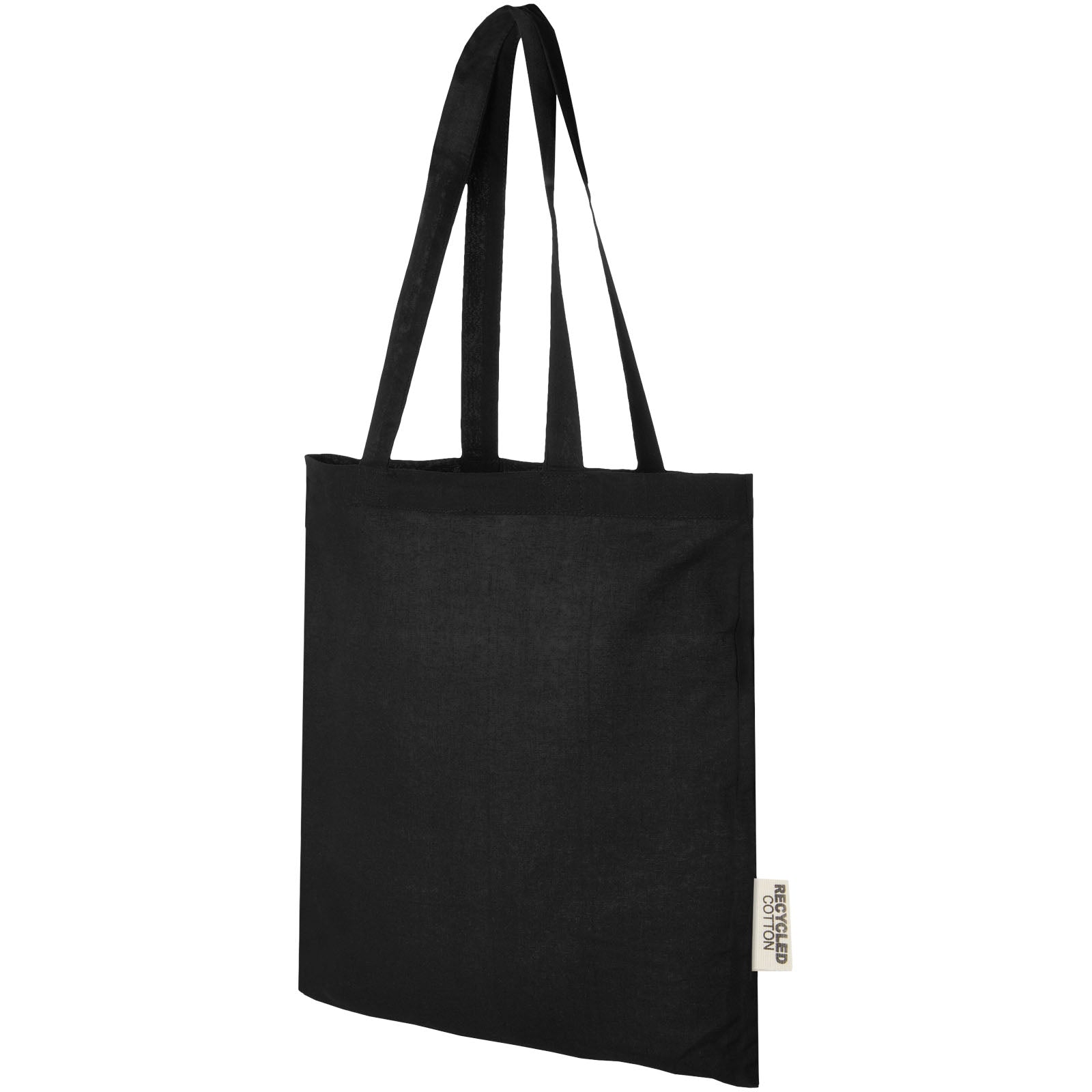Madras 140 g/m² Baumwoll Tragetasche aus GRS recycelter Baumwolle, 7L – Schwarz