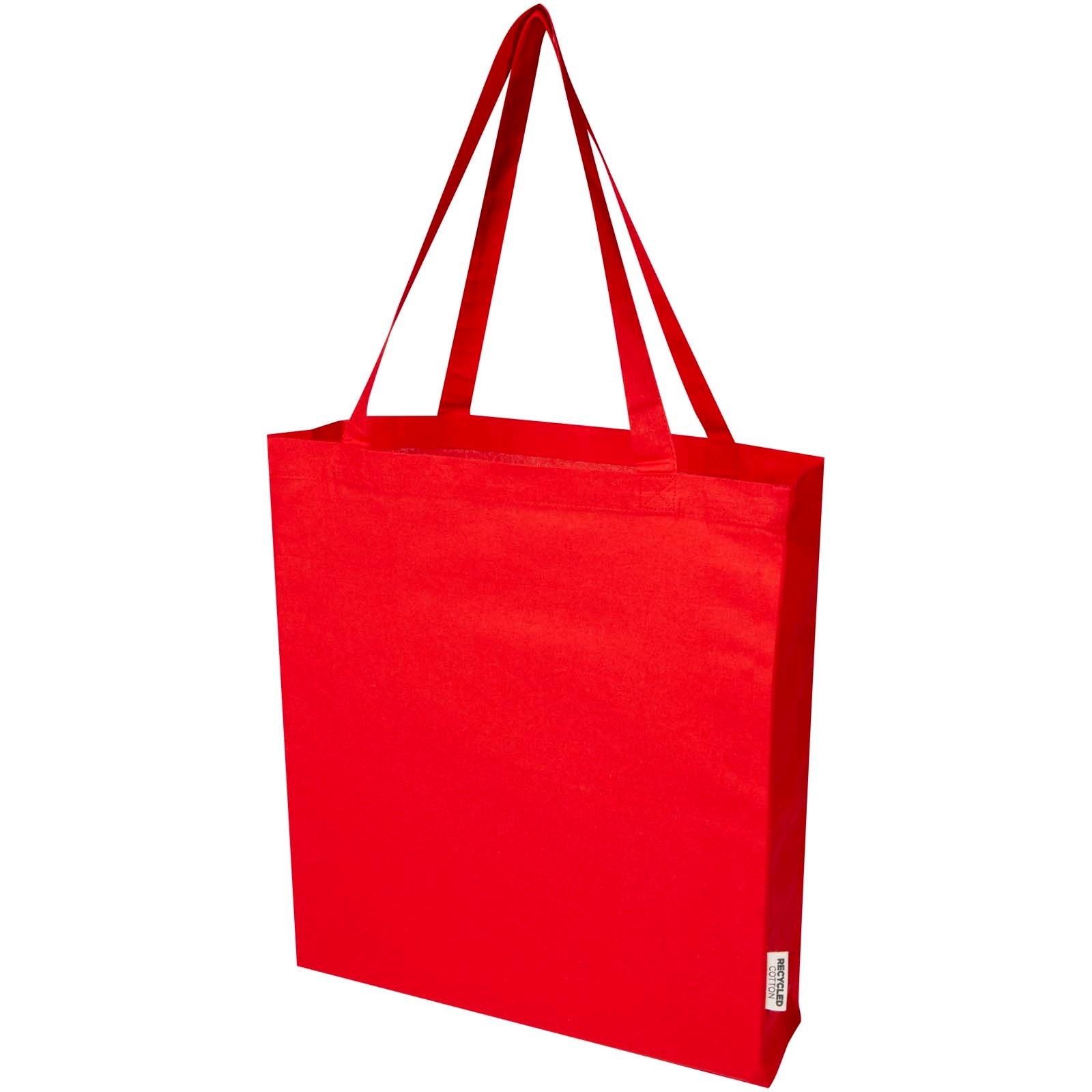 Madras 140 g/m² Baumwoll Tragetasche mit Seitenfalten aus GRS recycelter Baumwolle 12L – Rot