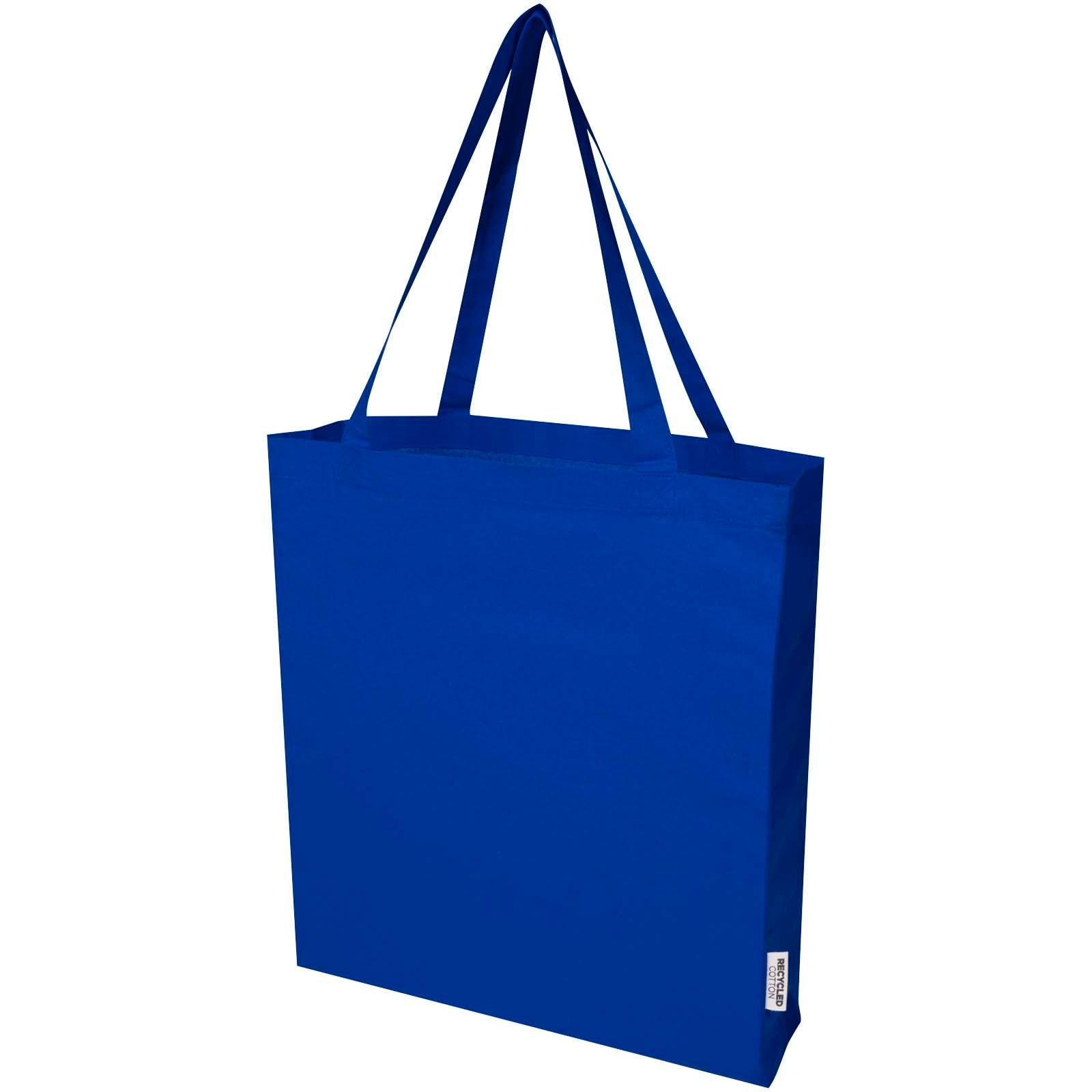 Madras 140 g/m² Baumwoll Tragetasche mit Seitenfalten aus GRS recycelter Baumwolle 12L – Royalblau