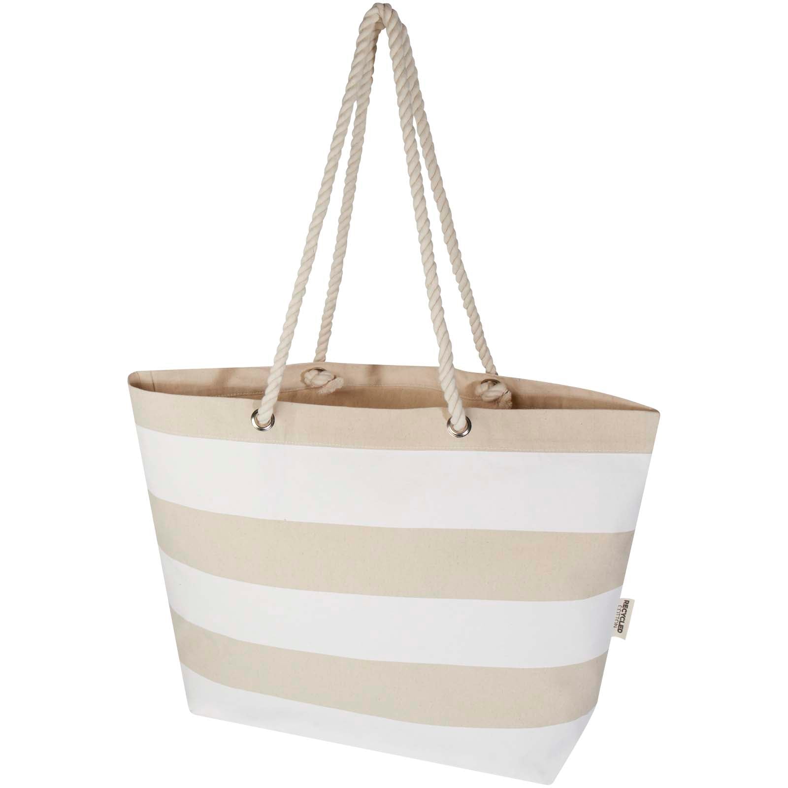 Florida 270 g/m² Strandtragetasche aus recyceltem GRS-Material – Natur und Weiss