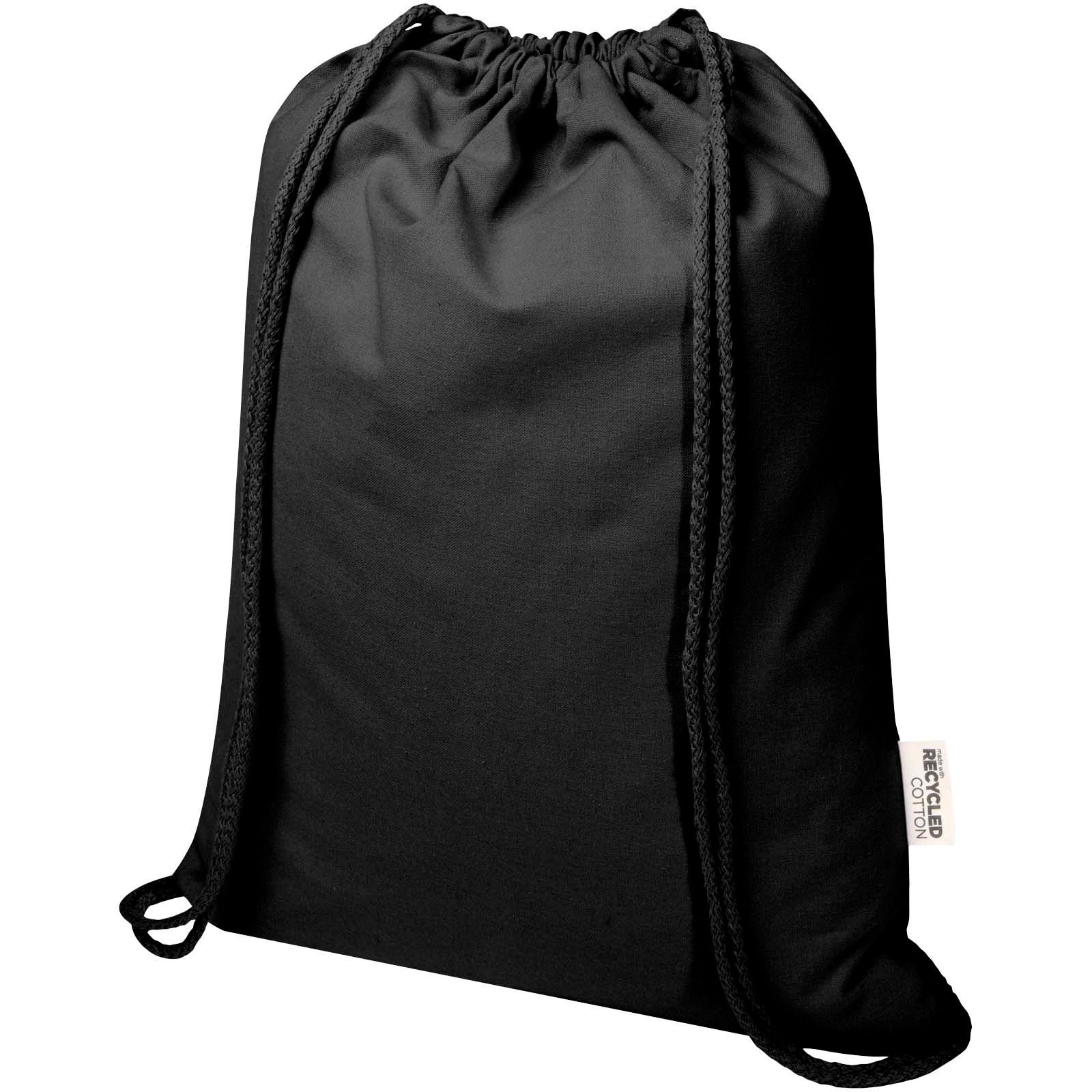 Peru Blend 180 g/m² Sportbeutel aus GRS recycelter Baumwolle 5L – Schwarz