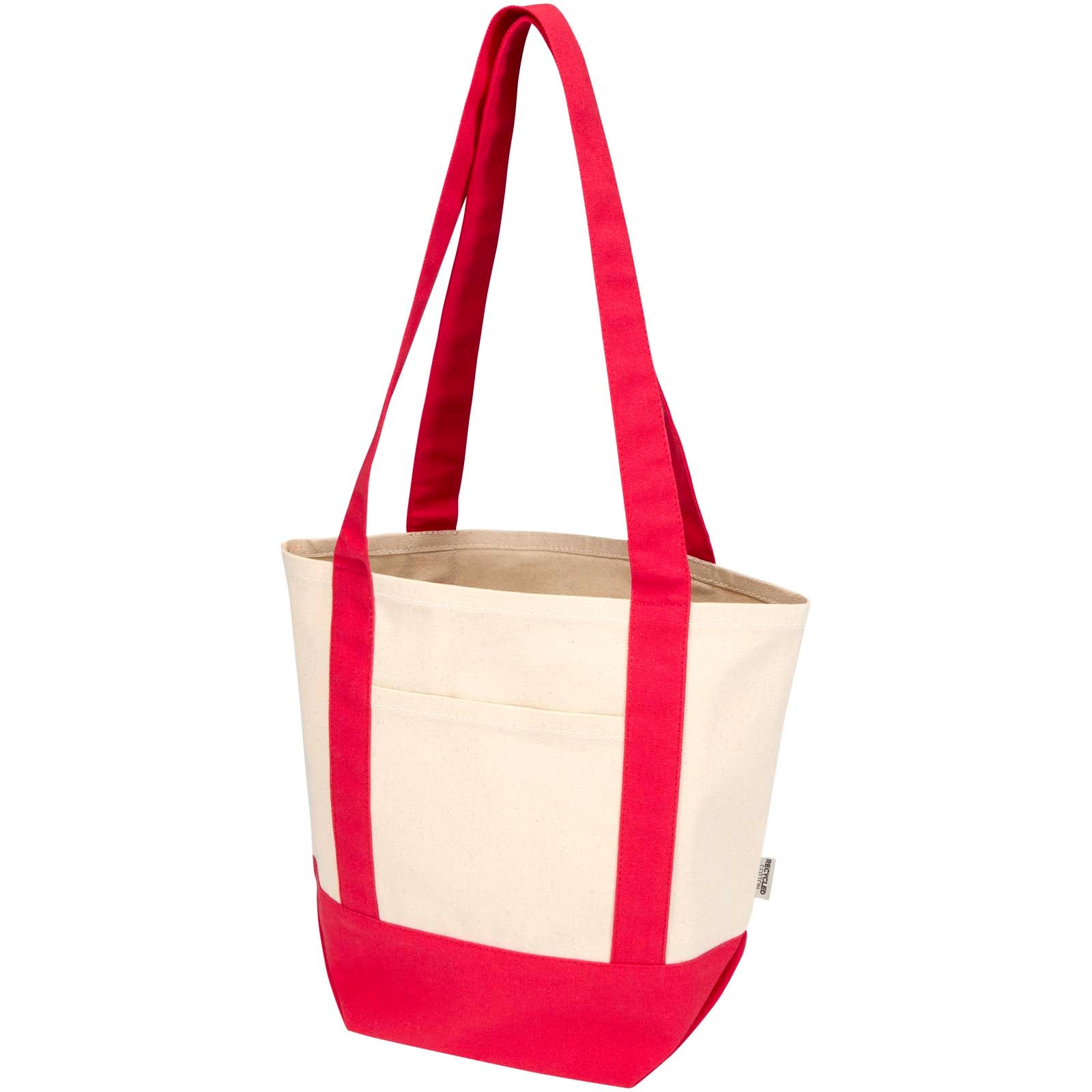 Sam 320 g/m² Mini-Tragetasche aus GRS recycelter Baumwolle – Rot und Natur