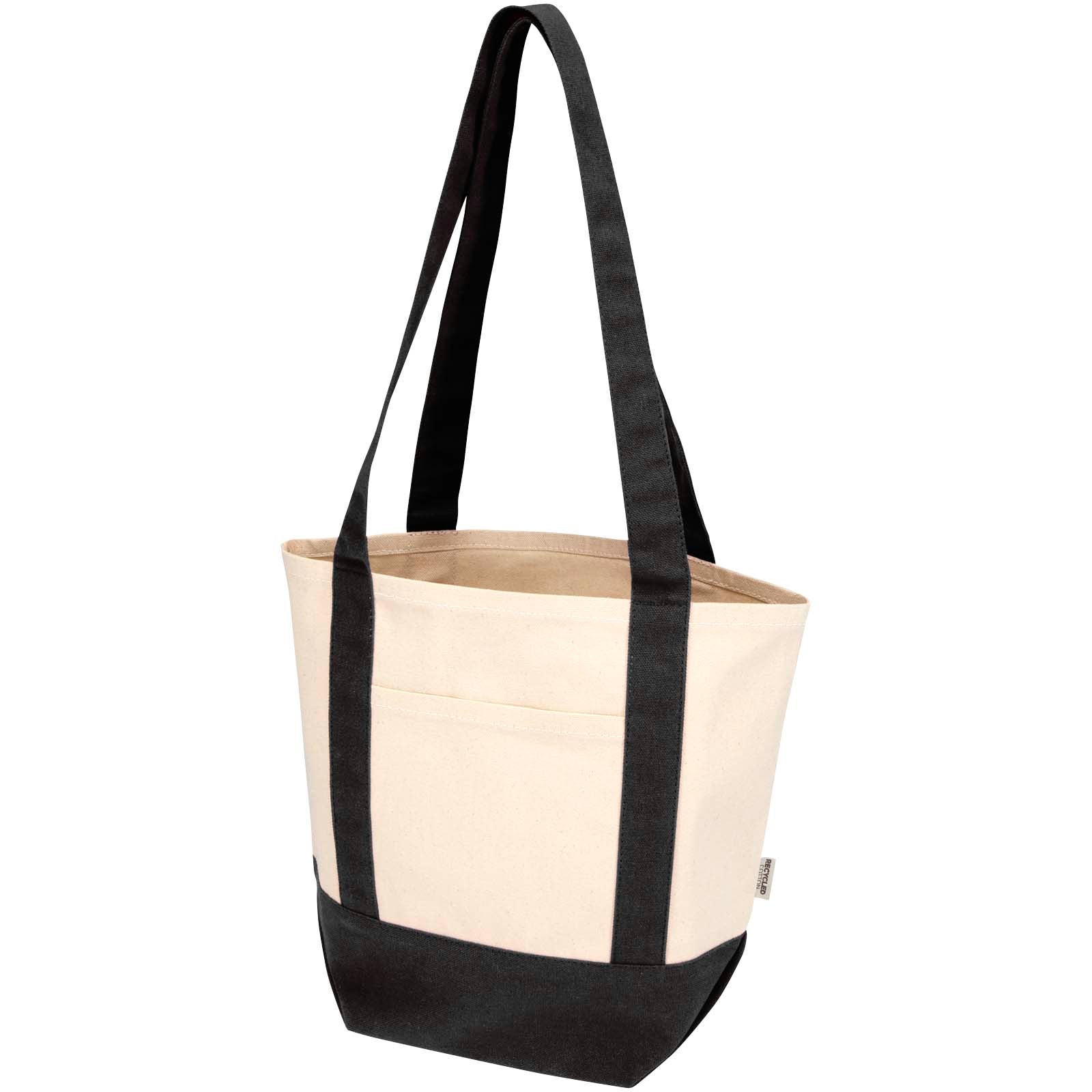 Sam 320 g/m² Mini-Tragetasche aus GRS recycelter Baumwolle – Schwarz und Natur