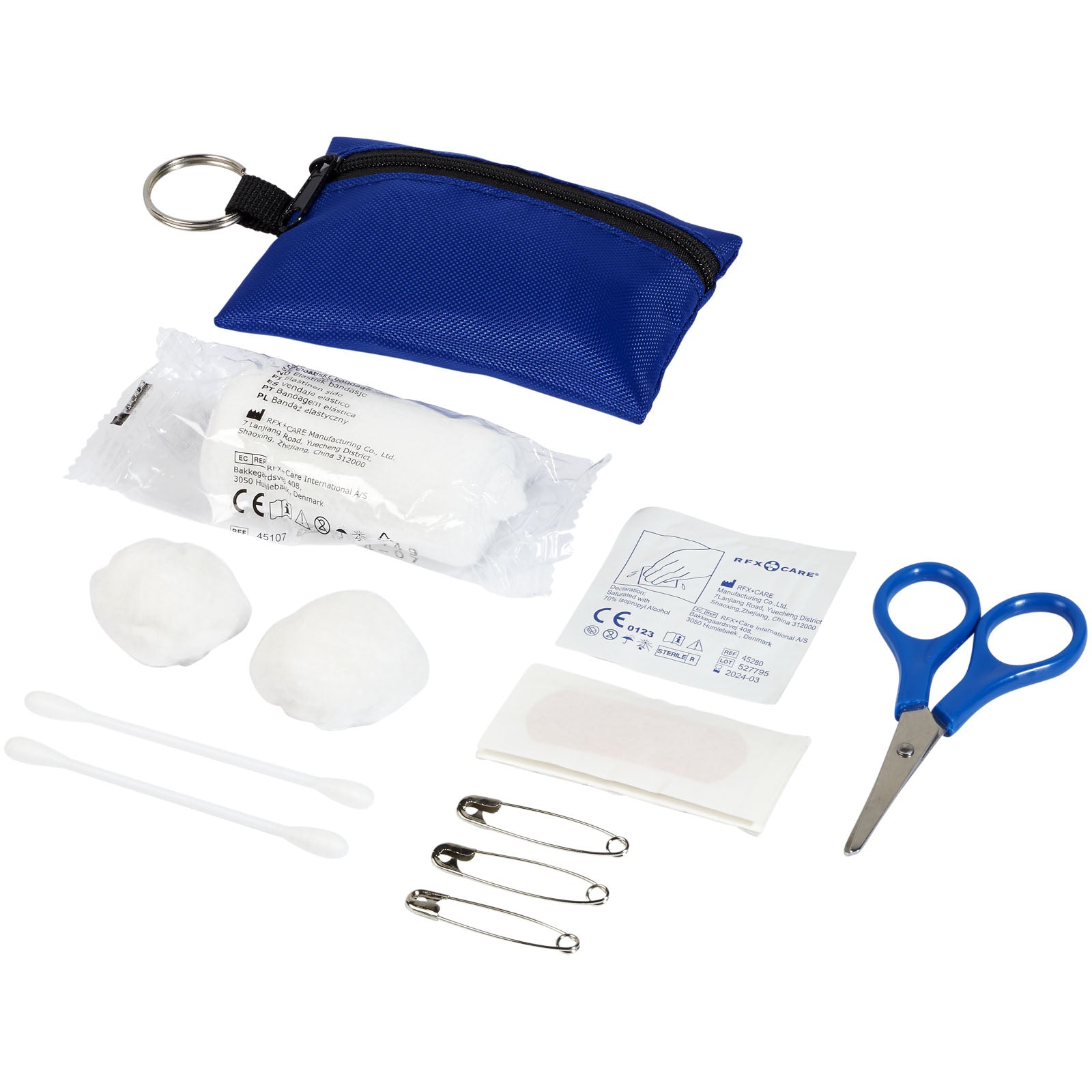 Valdemar 16-teilige Erste-Hilfe-Tasche mit Schlüsselanhänger – Royalblau
