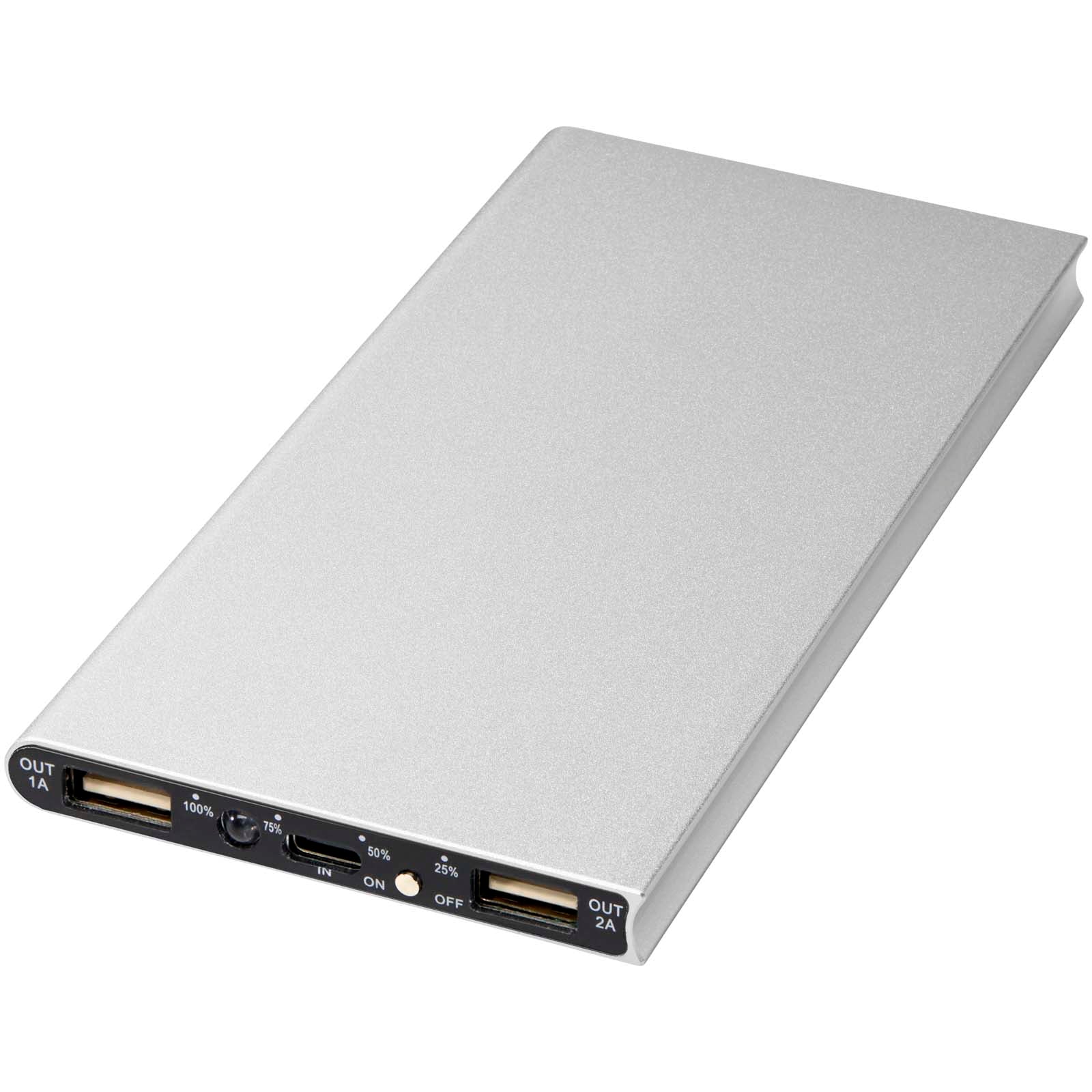 Plate 8000 mAh Aluminium-Powerbank – Silber