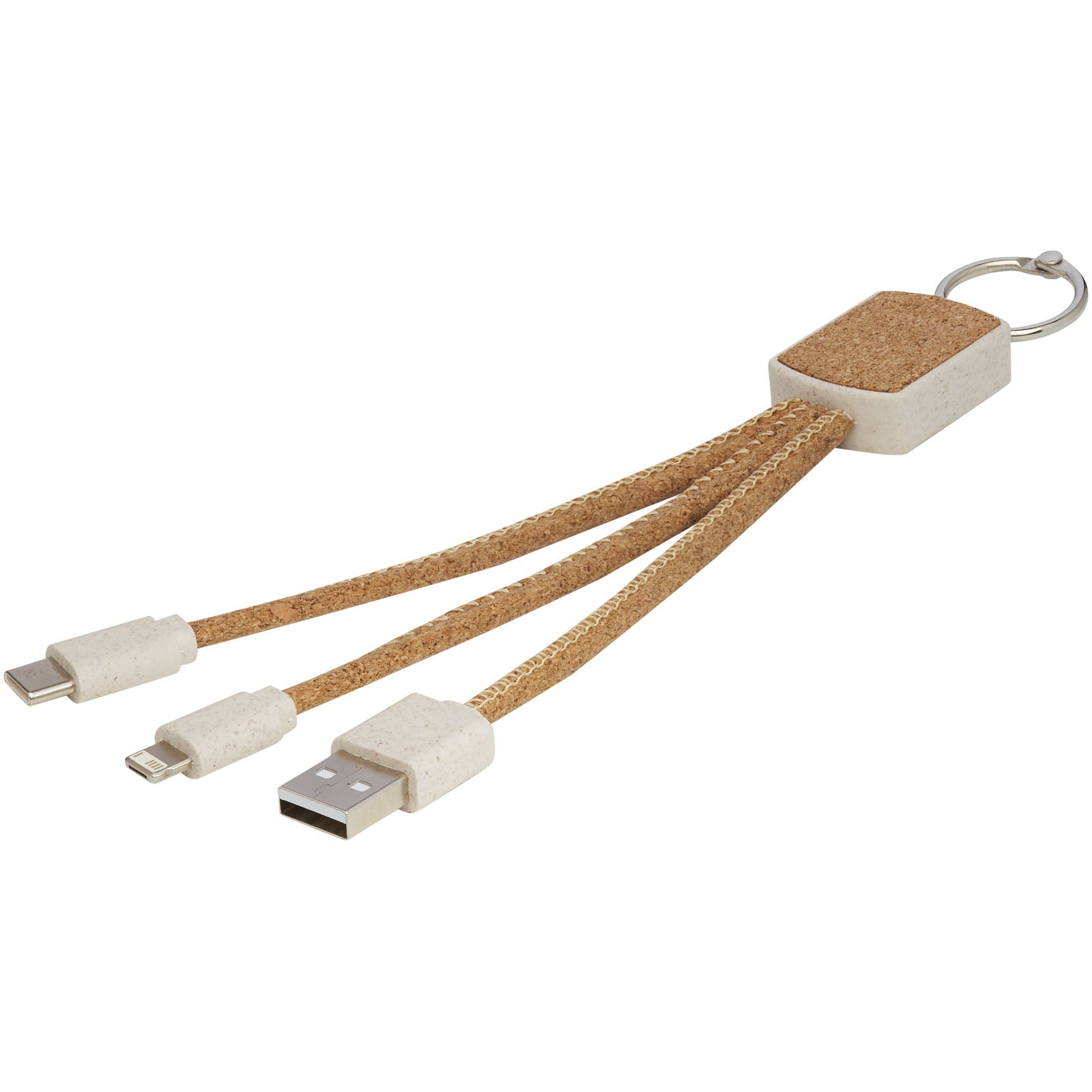 Bates Weizenstroh und Kork 3-in-1 Ladekabel – Natur