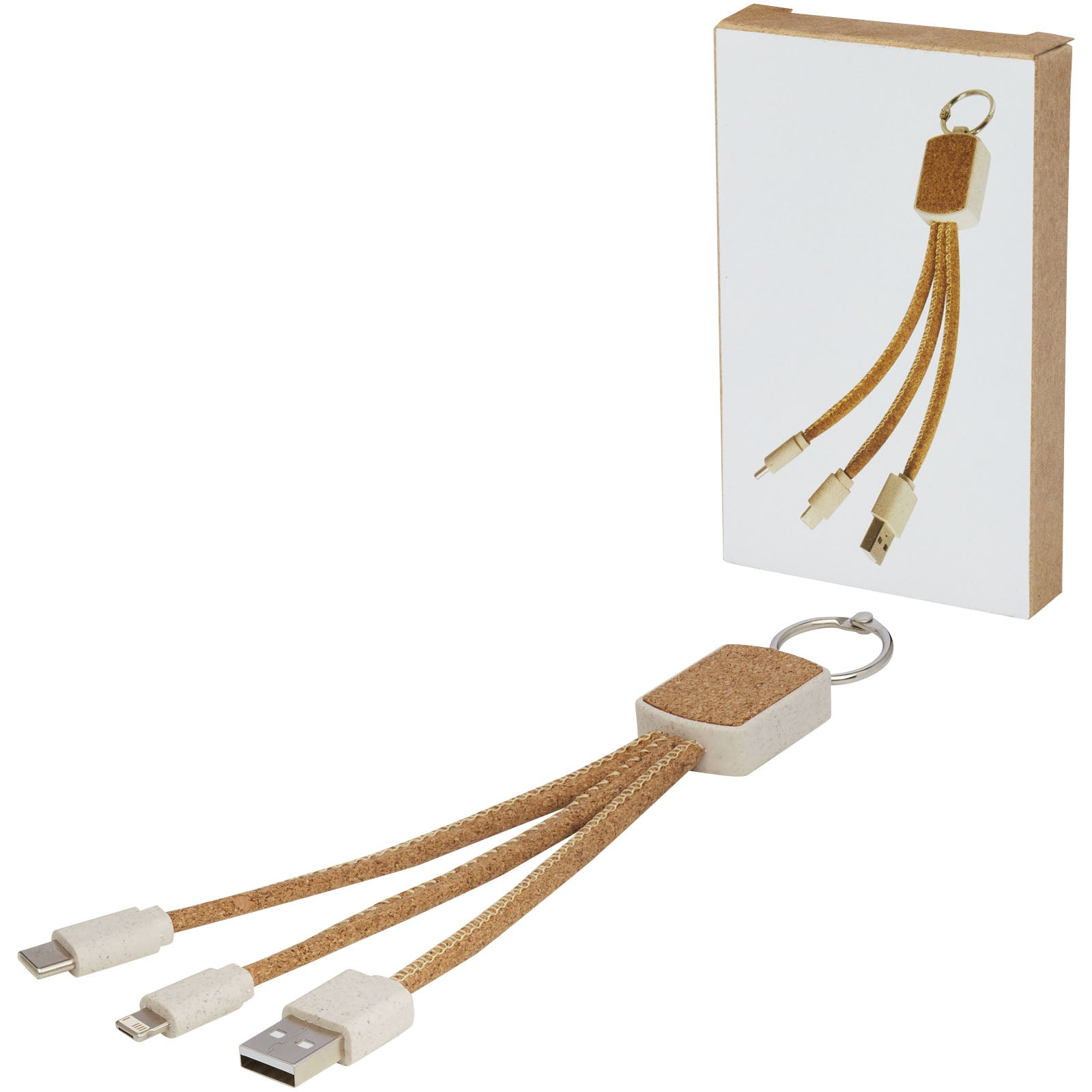 Bates Weizenstroh und Kork 3-in-1 Ladekabel