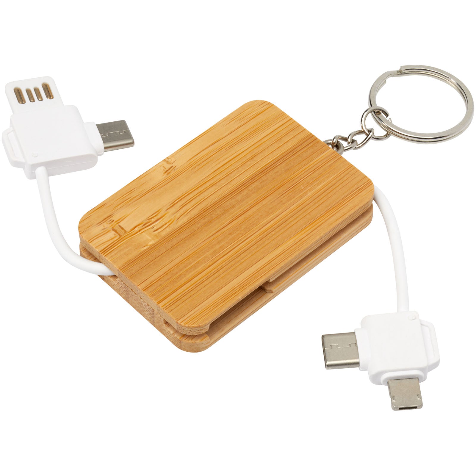 Reel 6-in-1 Ladekabel mit einziehbarem Schlüsselring – Natur
