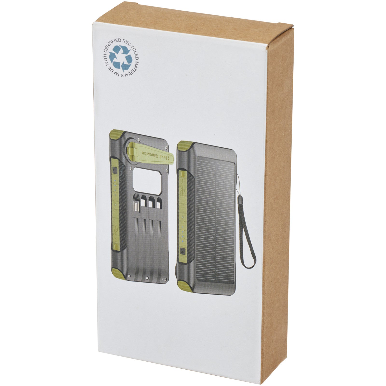 Soldy 10.000 mAh Solardynamo-Powerbank aus recyceltem GRS Kunststoff