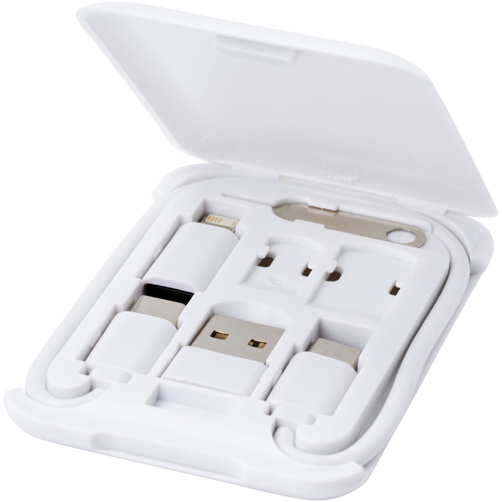 Savvy recyceltes modulares Ladekabel mit Telefonhalterung – Weiss