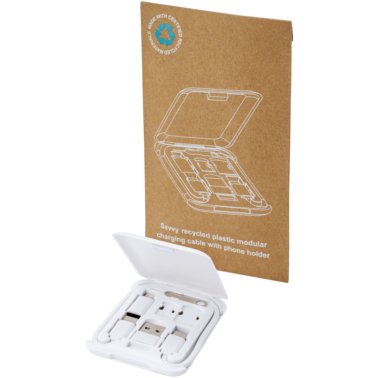 Savvy recyceltes modulares Ladekabel mit Telefonhalterung
