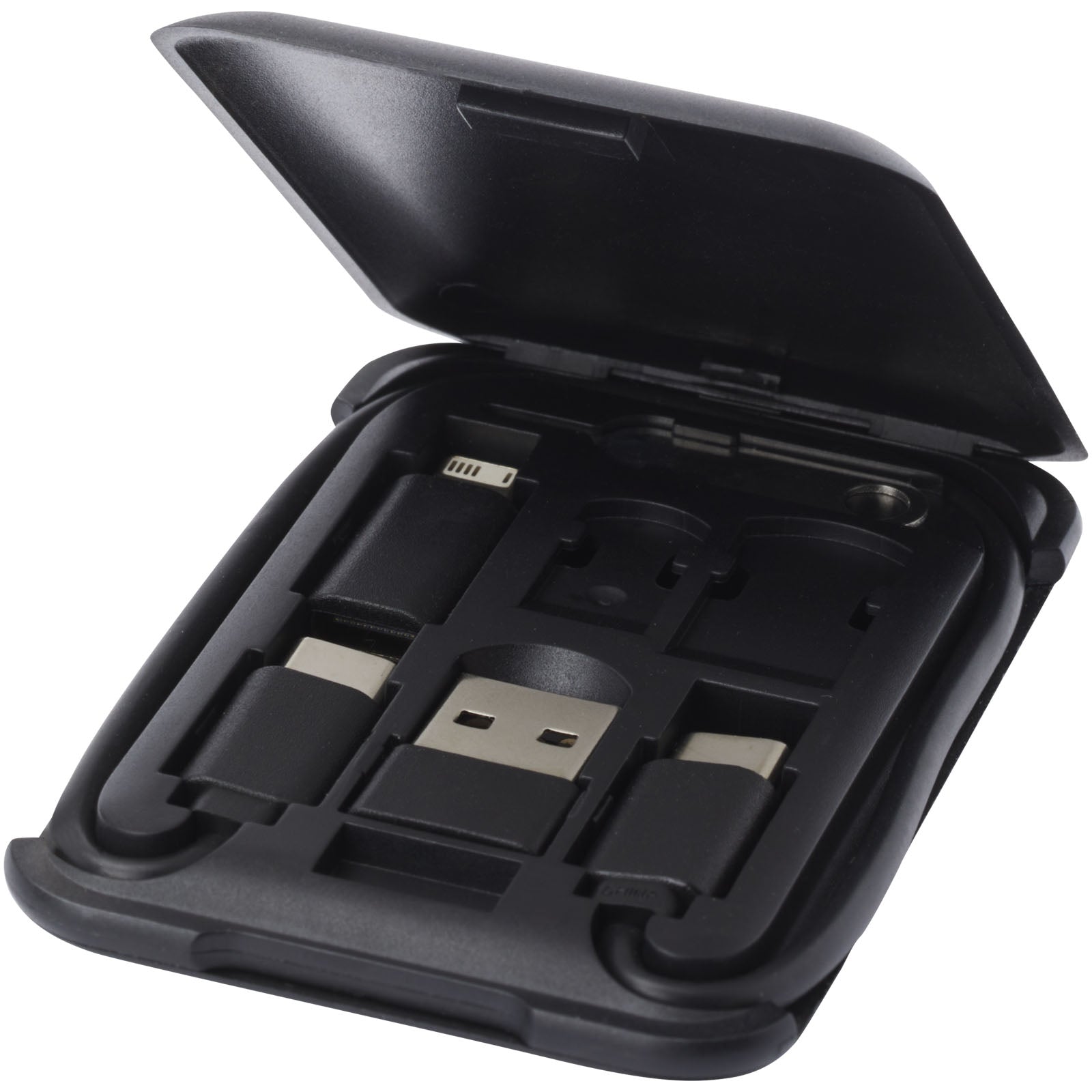 Savvy recyceltes modulares Ladekabel mit Telefonhalterung – Schwarz