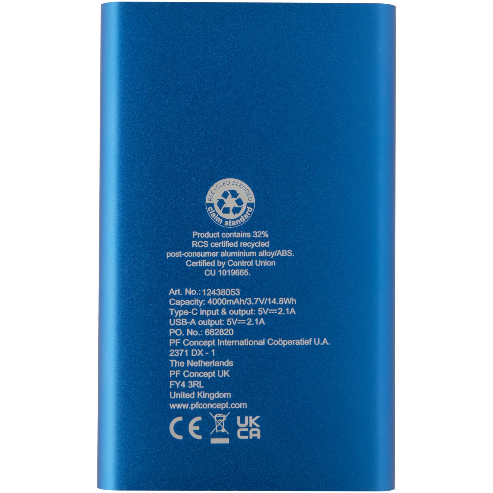 Pep 4000 mAh Type-C Powerbank aus recyceltem Aluminium