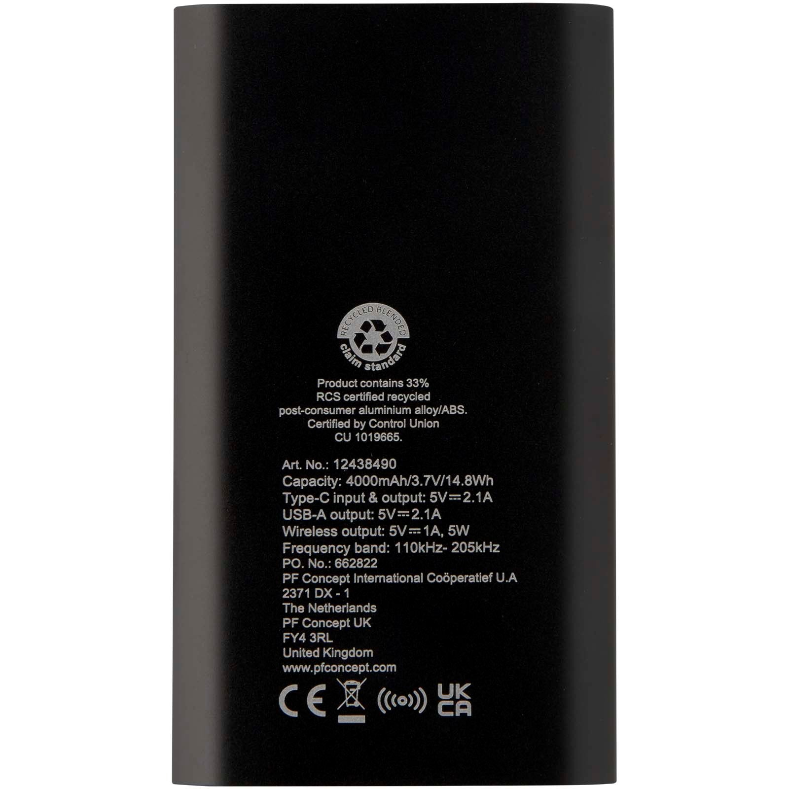 Juice 4000 mAh Typ-C kabellose Powerbank aus recyceltem Aluminium