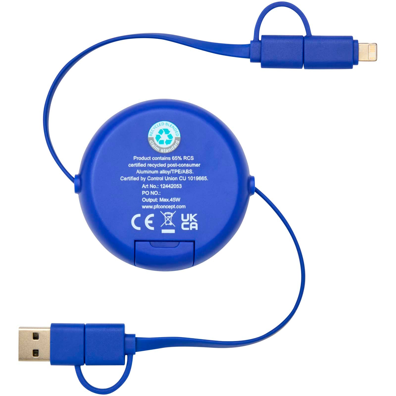 Alasia 100 cm 5-in-1 Kabel aus recyceltem Kunststoff und Aluminium, einziehbar, für Datenübertragung und mit 45W Schnellladun